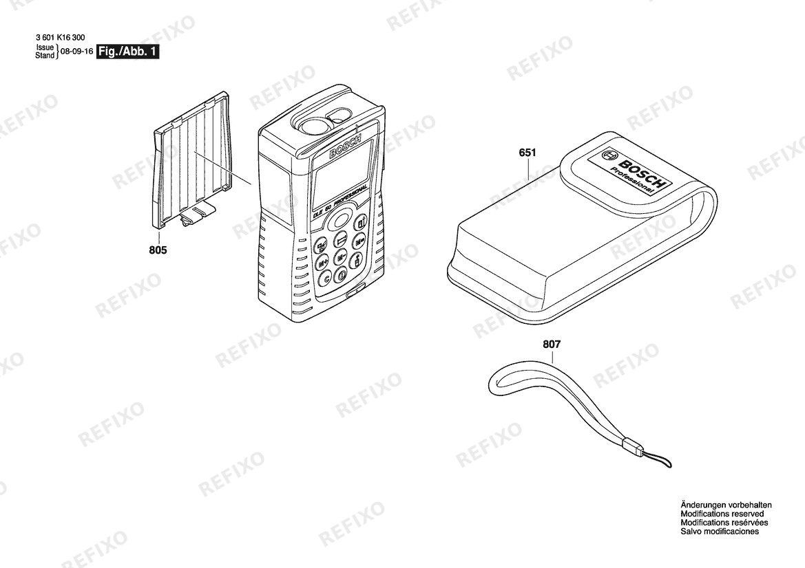 Деталировка Bosch Entfernungsmesser DLE 40 | 001 - EU (3 601 K16 300) — схема запчастей в разборе