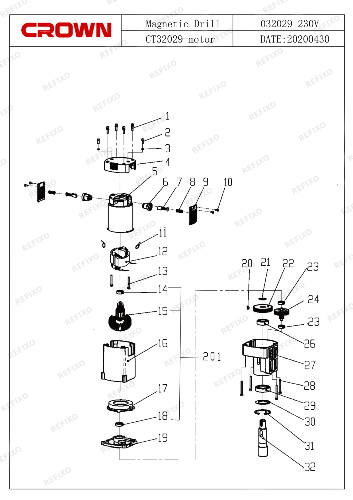 Деталировка CROWN CT32029 — схема запчастей в разборе
