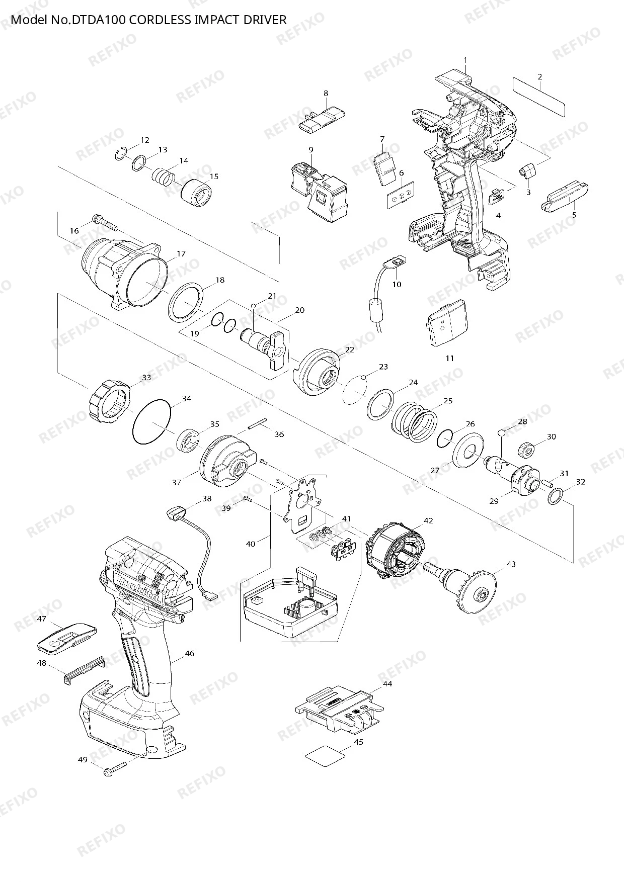Деталировка MAKITA DTDA100 — схема запчастей в разборе