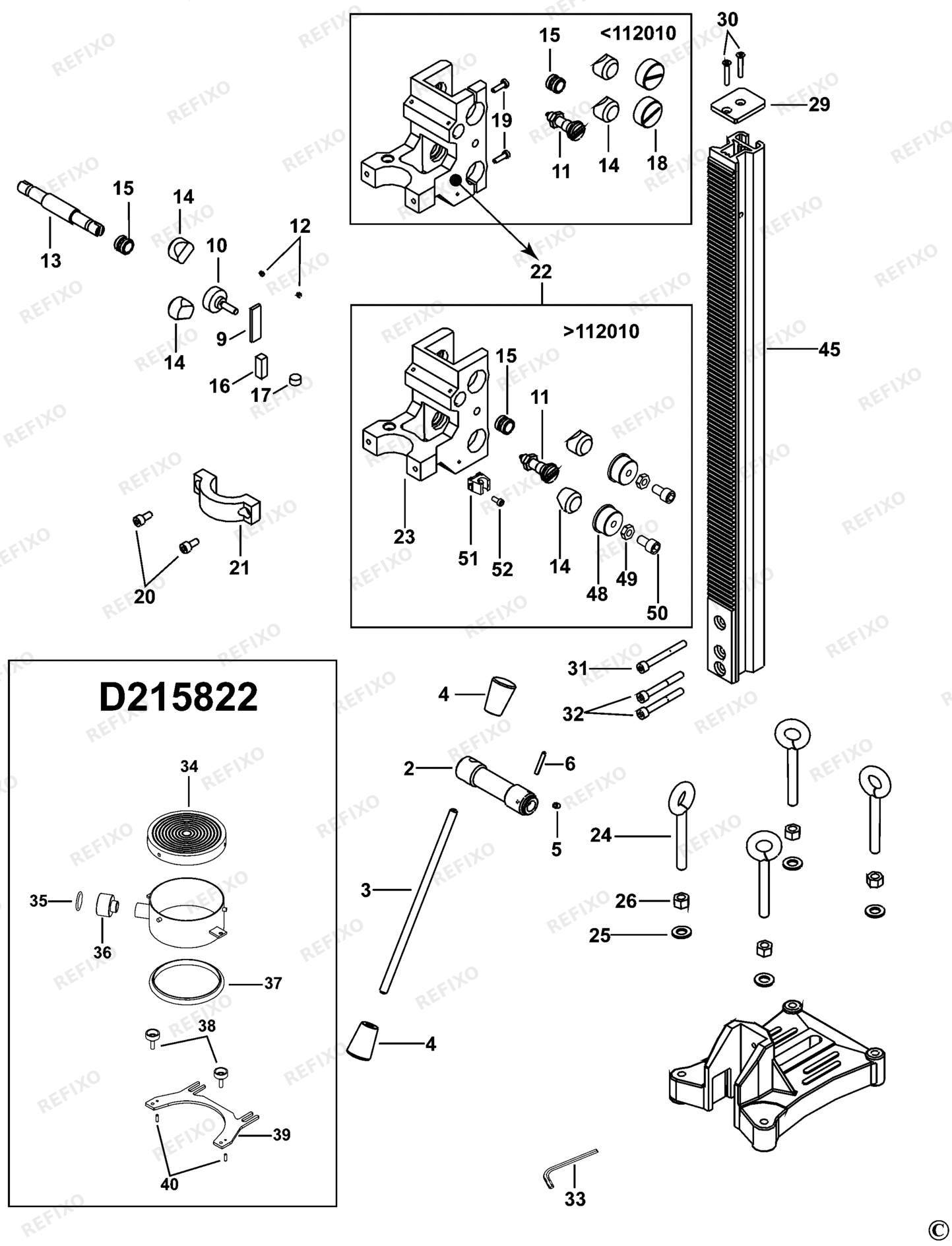 Деталировка DeWalt D215821-QS TYPE 1 BOHRMASCHINENSTÄNDER D215821-QS D215821 — схема запчастей в разборе
