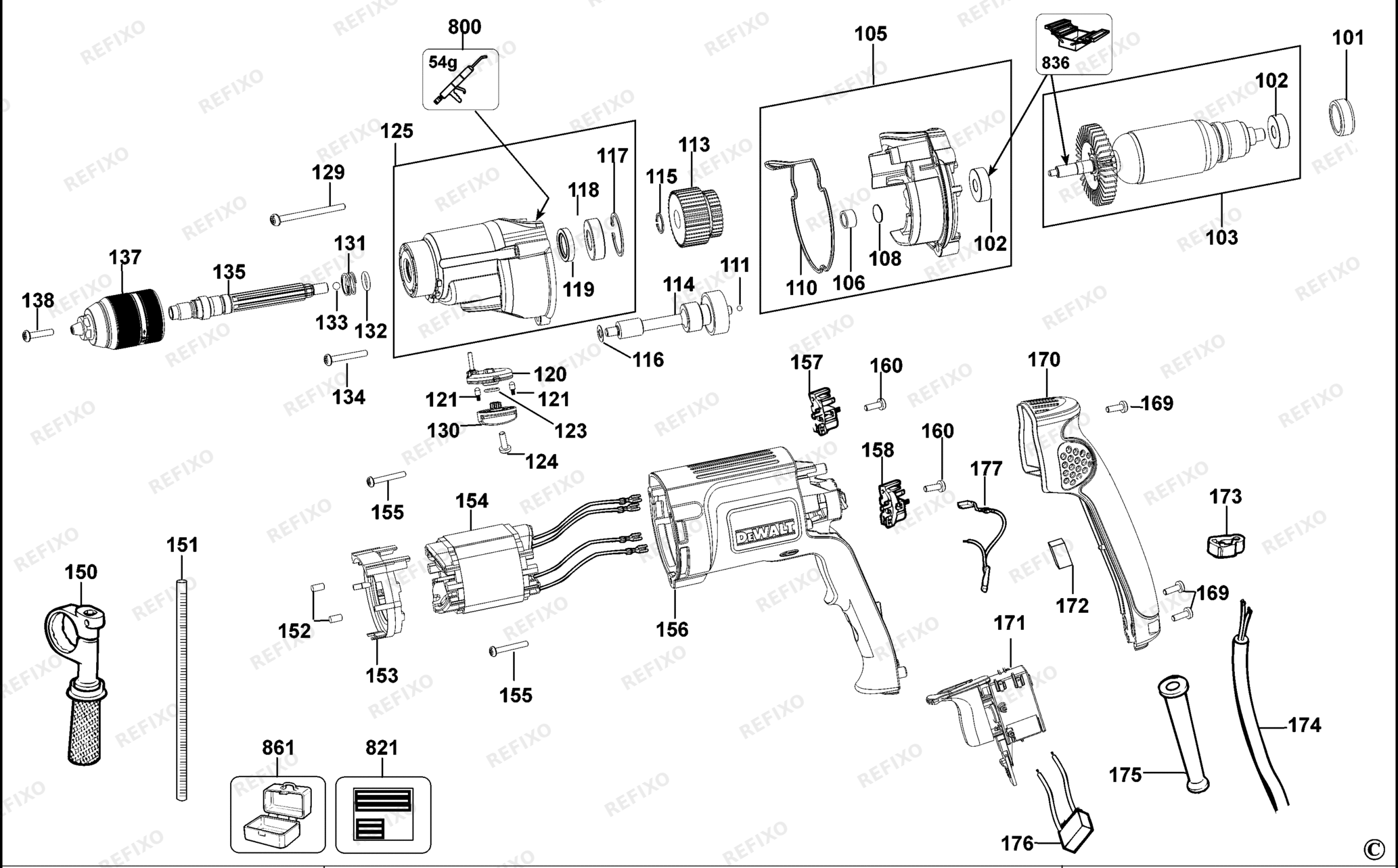 Деталировка DeWalt D21441-QS TYPE 2 BOHRER D21441-QS D21441 — схема запчастей в разборе
