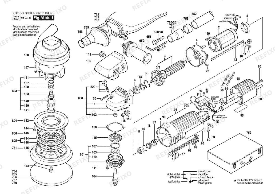Деталировка Bosch Эксцентриковая шлифмашина Hex 5265/150 (0 602 370 334) — схема запчастей в разборе