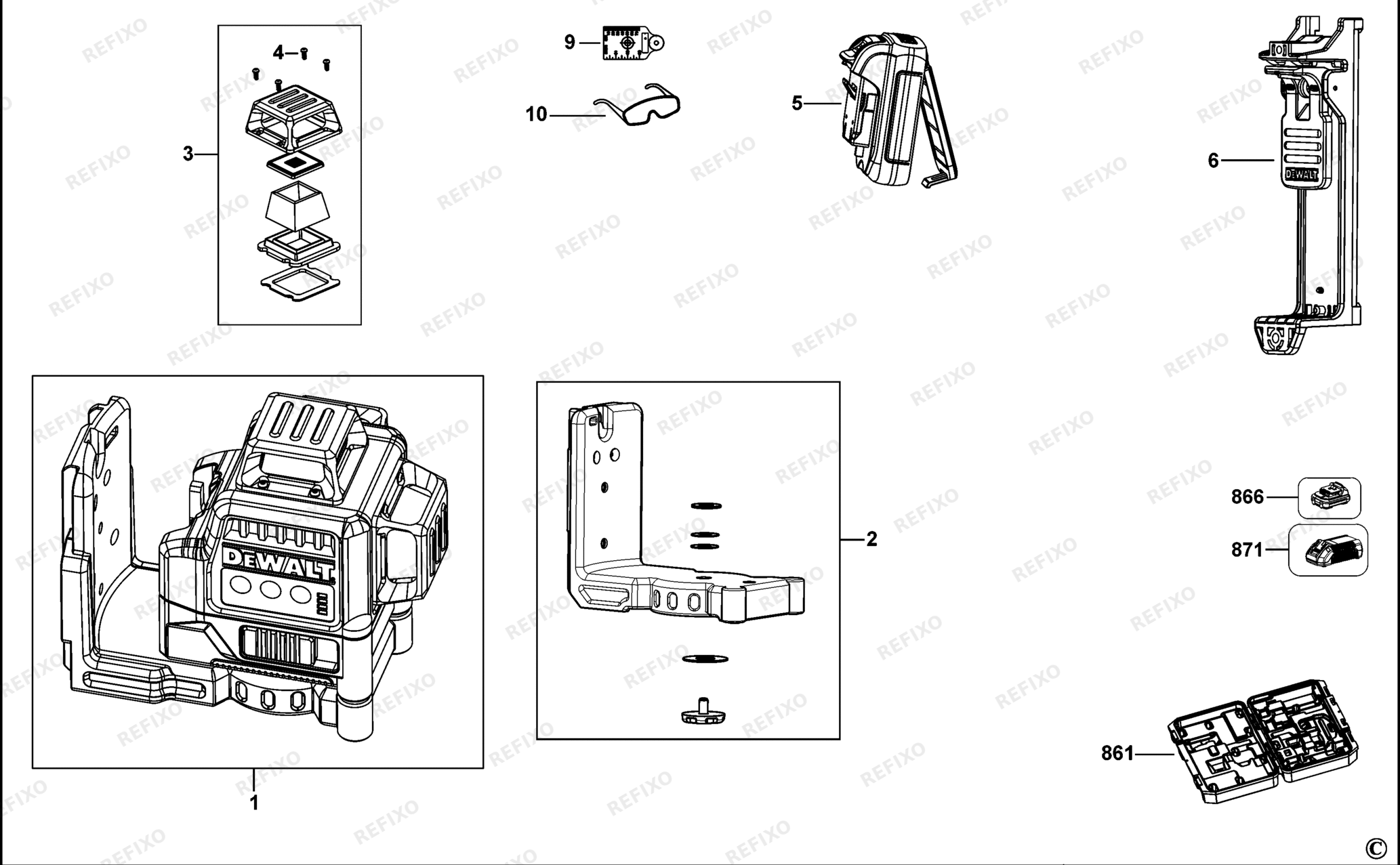 Деталировка DeWalt DCE089R-QW TYPE 1 KREUZLINIENLASER DCE089R-QW DCE089R — схема запчастей в разборе