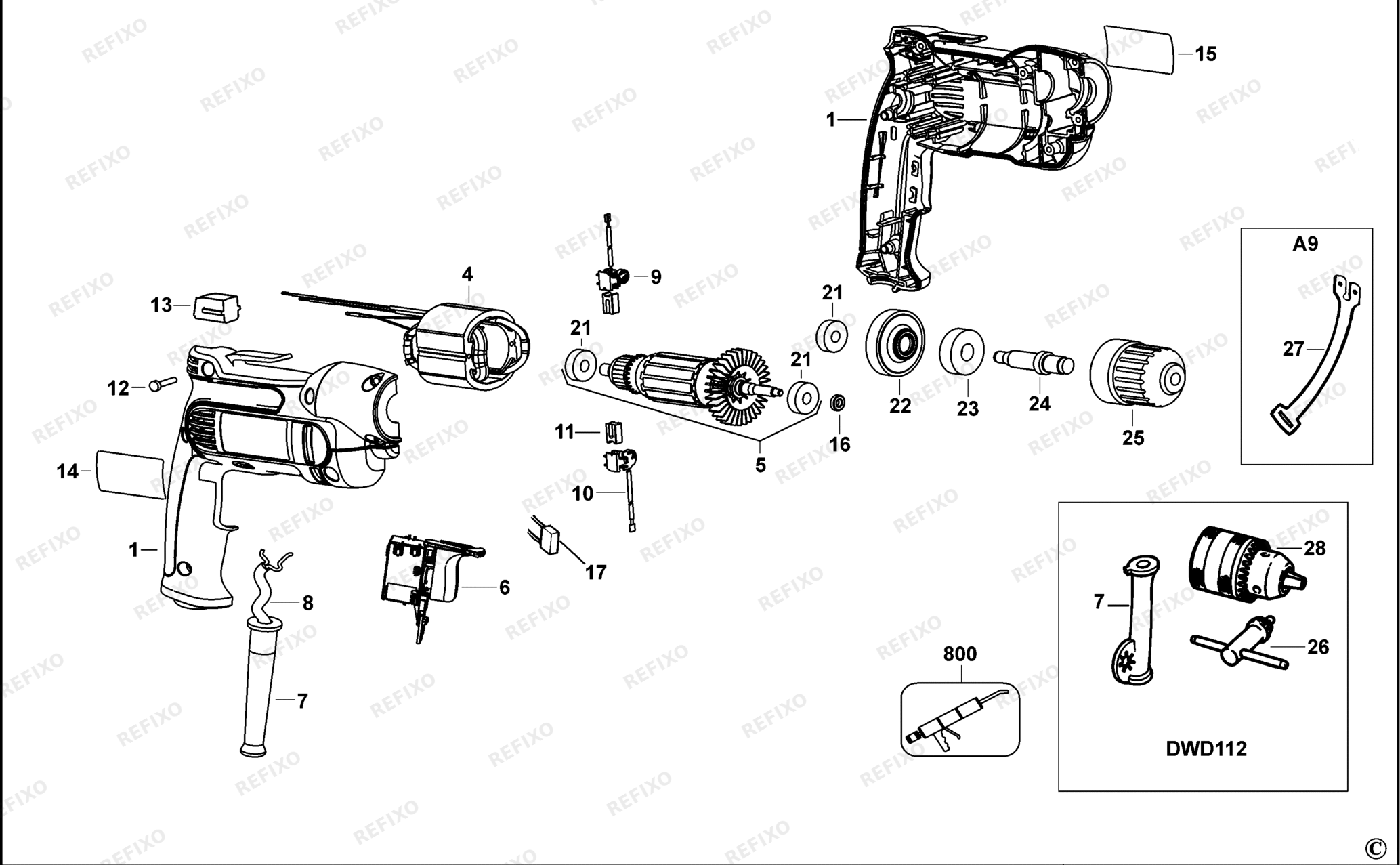 Деталировка DeWalt DWD112S-QS TYPE 2 BOHRER DWD112S-QS DWD112S — схема запчастей в разборе