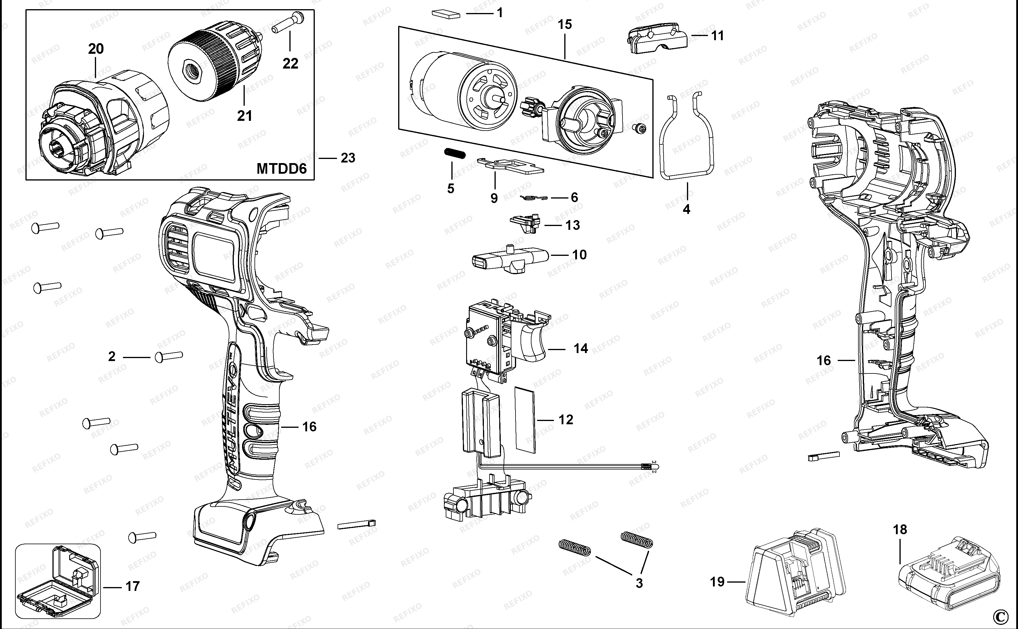 Black&Decker МНОГОФУНКЦИОНАЛЬНЫЙ ИНСТРУМЕНТ MT218 — схема запчастей