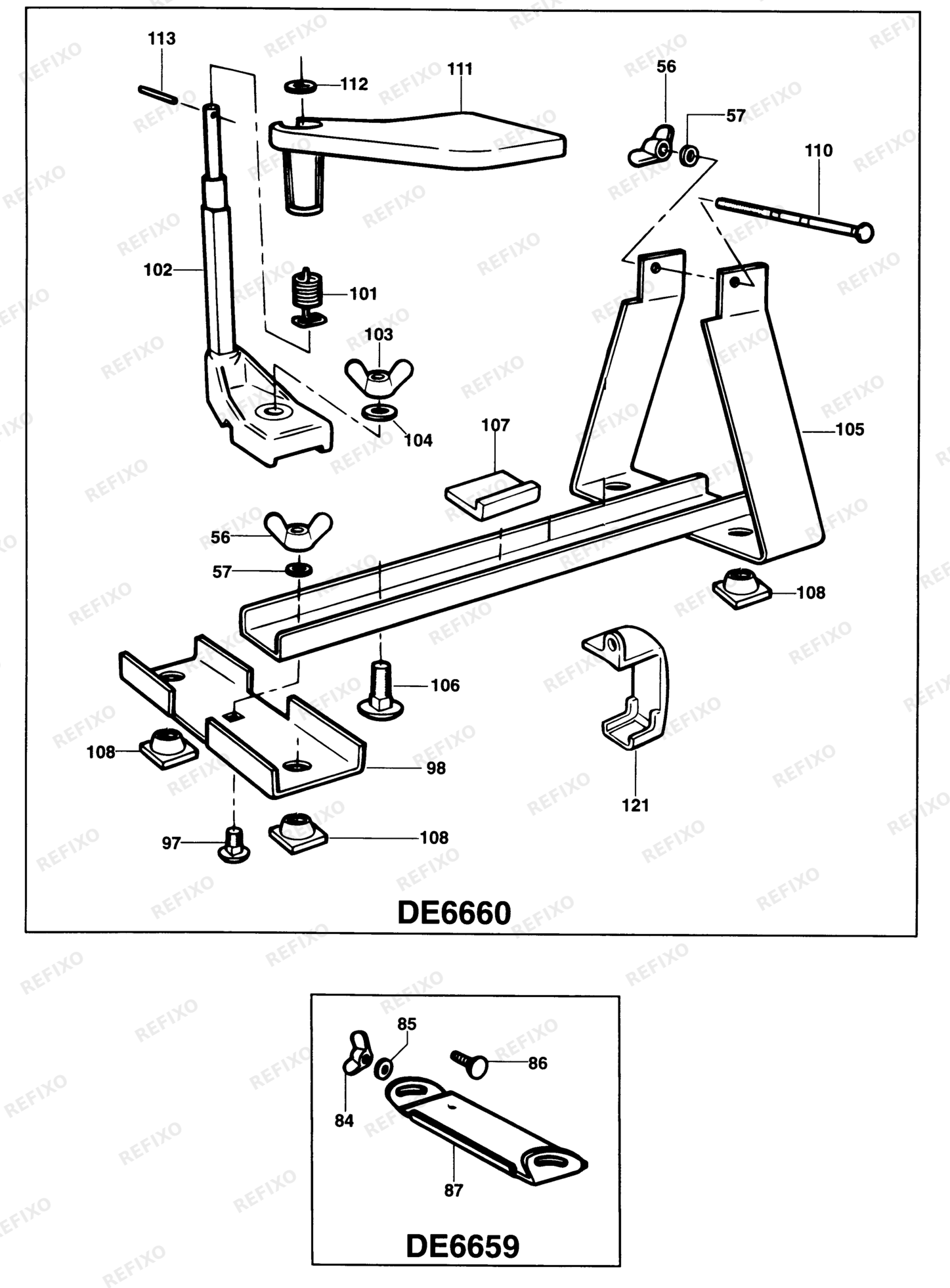 Деталировка DeWalt DE6659-XJ TYPE 1 GEHRUNGSLEHRE DE6659-XJ DE6659 — схема запчастей в разборе