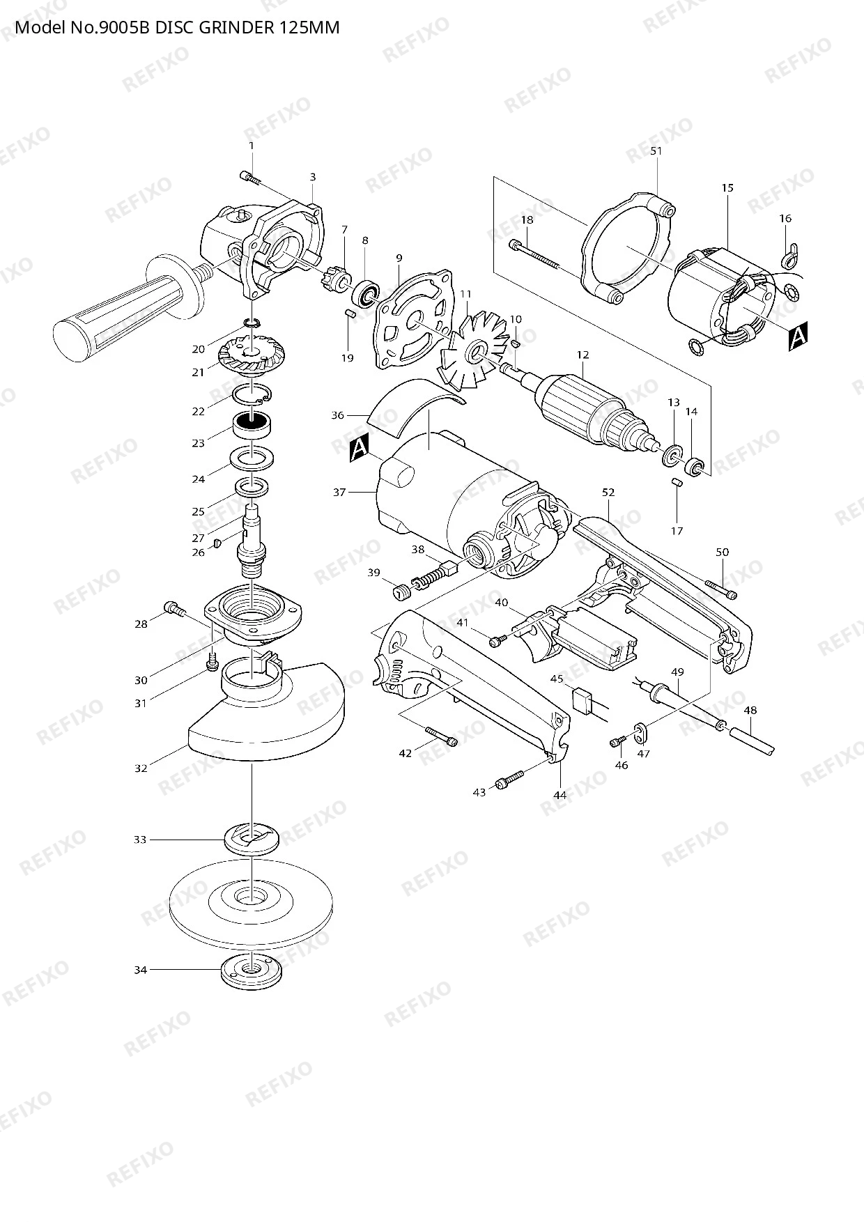 Деталировка MAKITA 9005B — схема запчастей в разборе