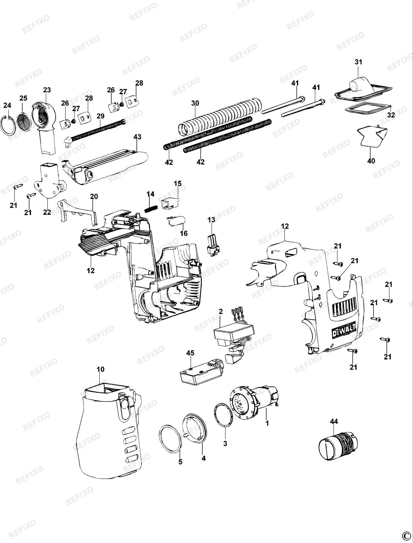 Деталировка DeWalt D25300D-QS TYPE 2 ENTNEHMERSATZ D25300D-QS D25300D — схема запчастей в разборе