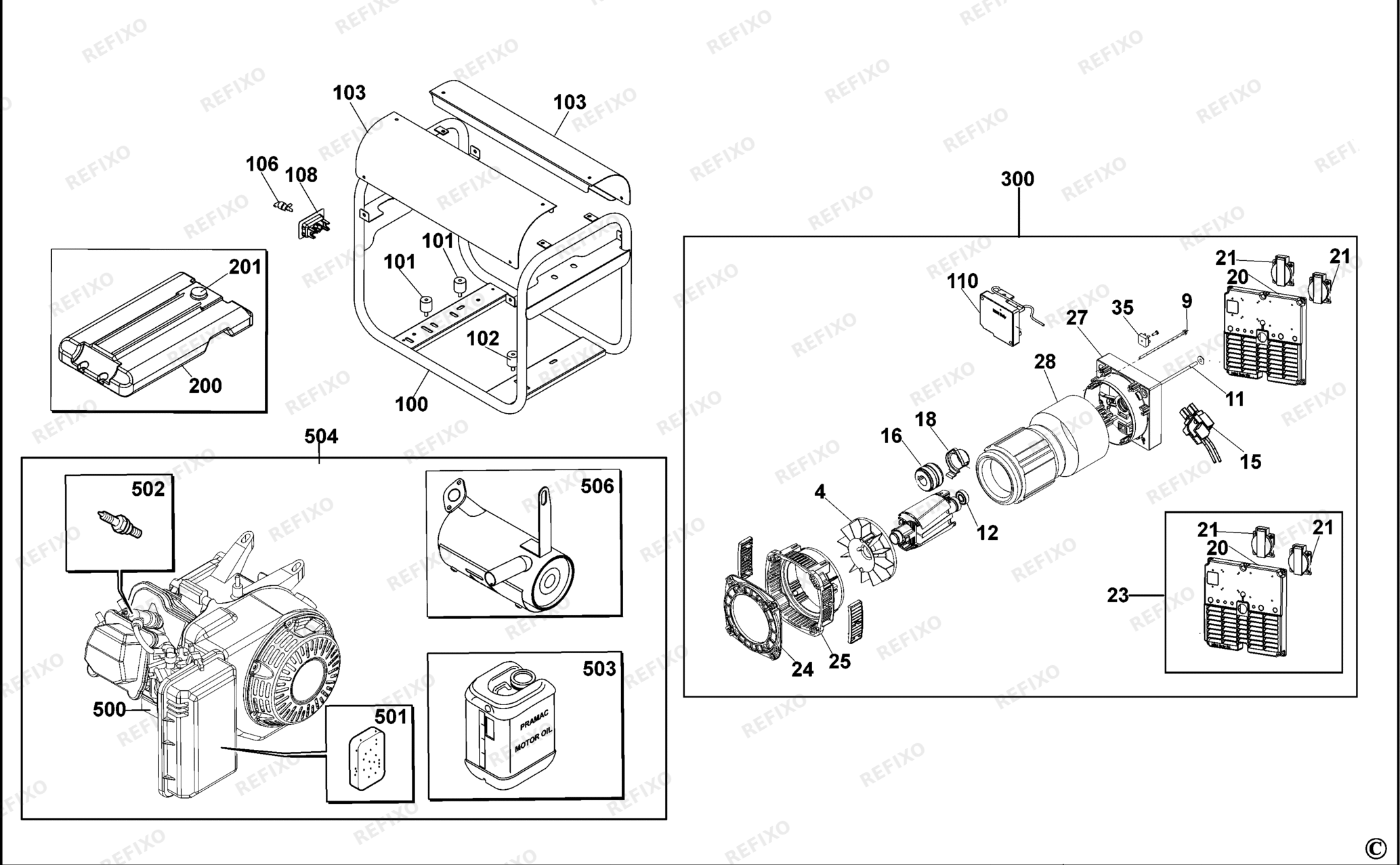 Деталировка DeWalt PE402SHI01F-XJ TYPE 1 BENZIN-GENERATOR PE402SHI01F-XJ PE402SHI01F — схема запчастей в разборе