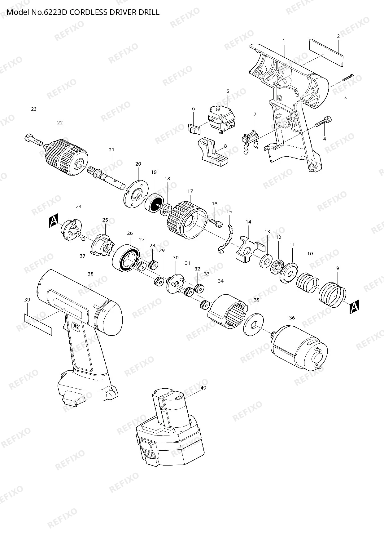 Деталировка MAKITA 6223D — схема запчастей в разборе
