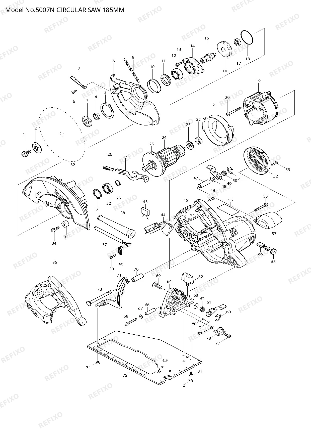 Деталировка MAKITA 5007N — схема запчастей в разборе