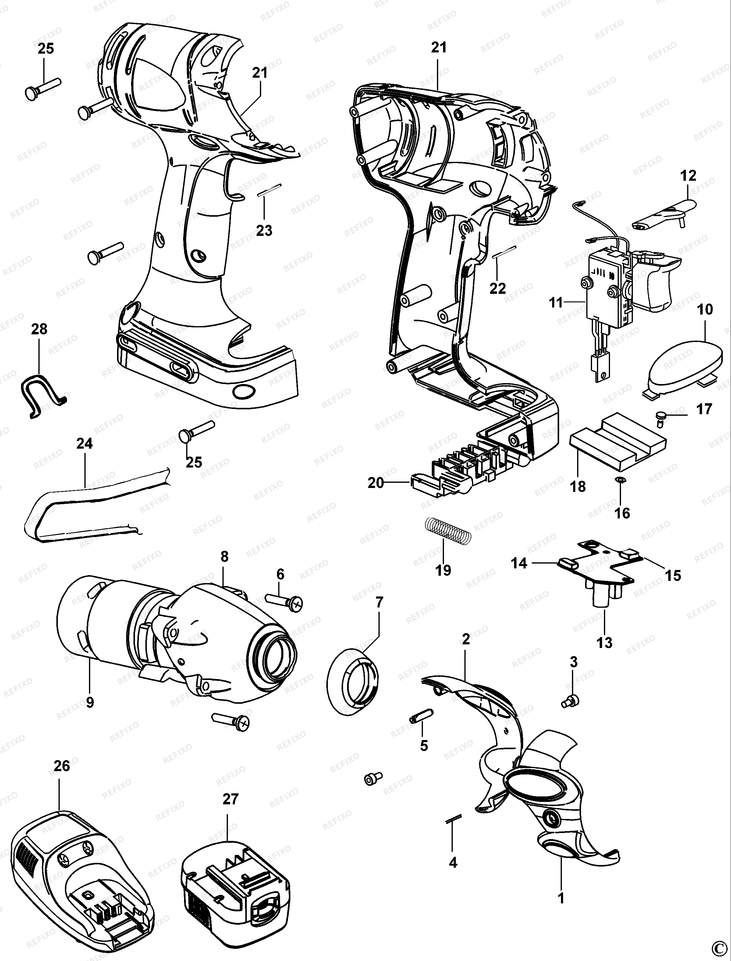Black&Decker УДАРНЫЙ ГАЙКОВЕРТ SX5500 — схема запчастей