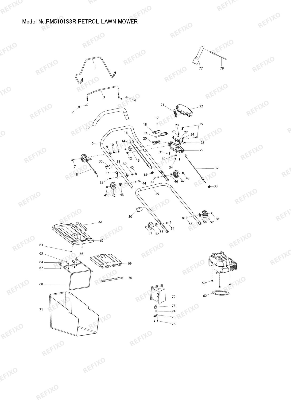 Деталировка MAKITA PM5101S3R — схема запчастей в разборе