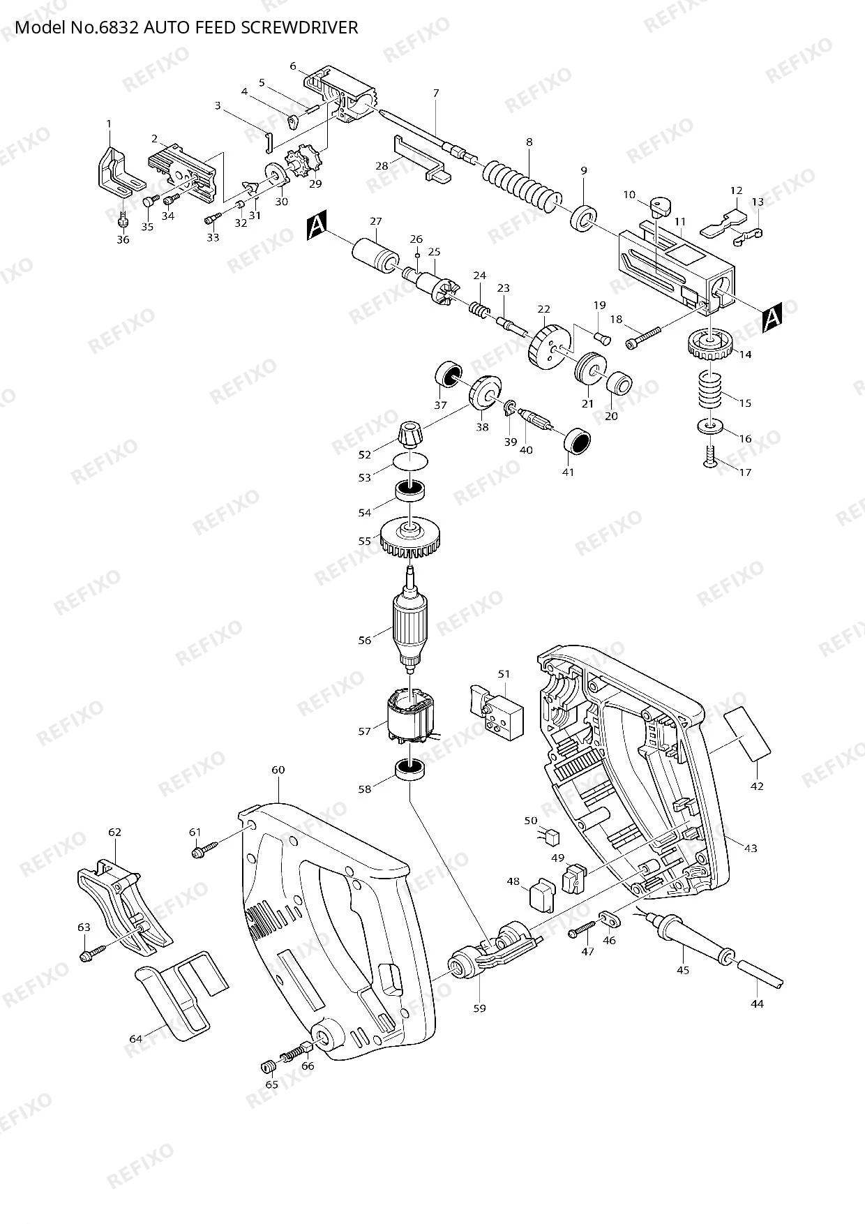 Деталировка MAKITA 6832 — схема запчастей в разборе