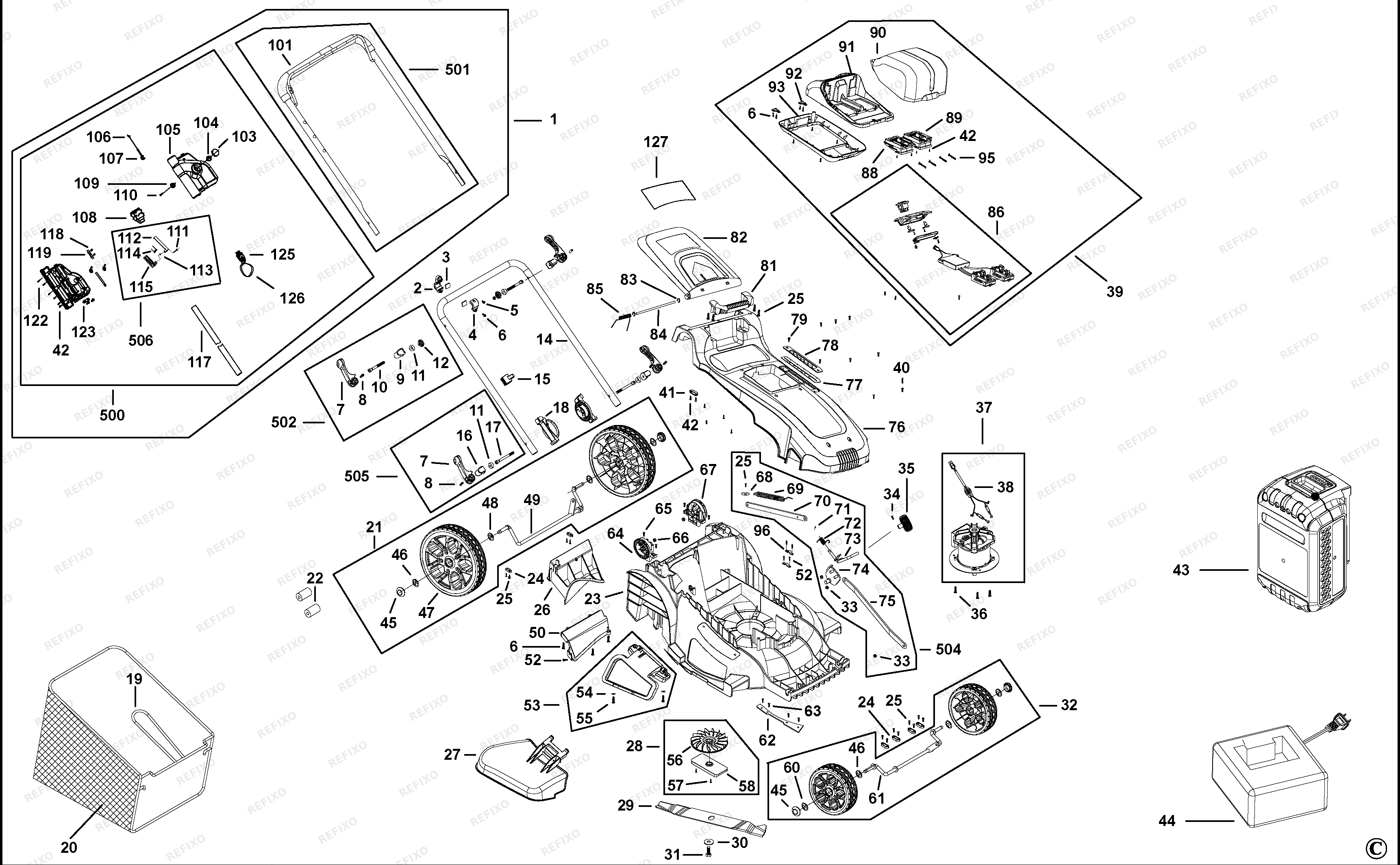 Black&Decker КОСИЛКА CLM5448PC2 — схема запчастей