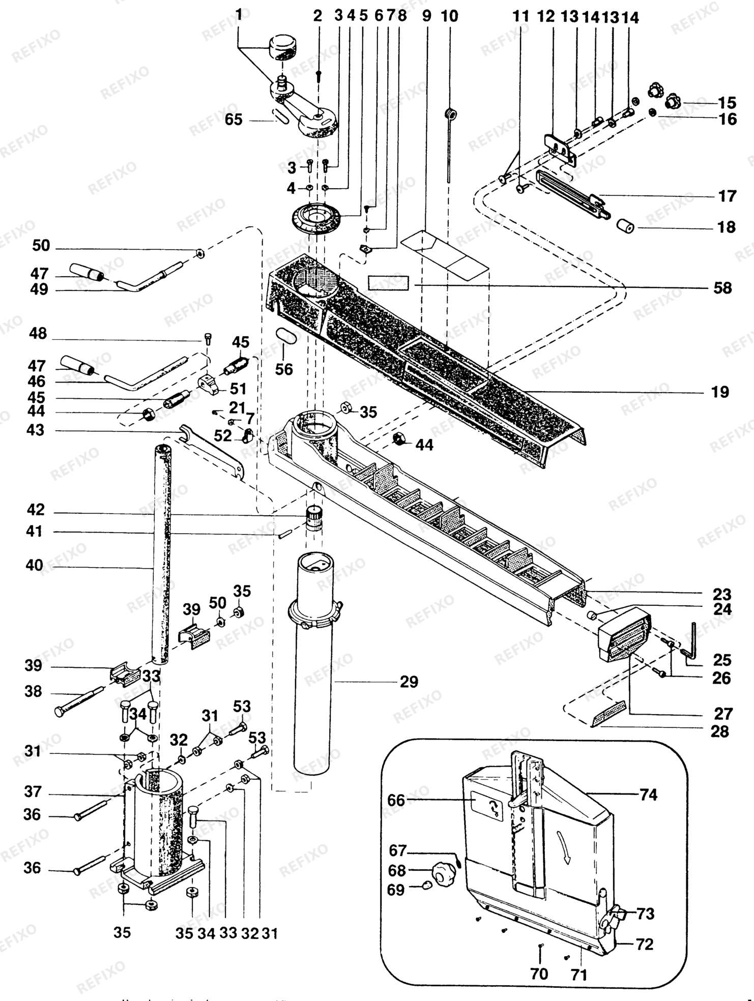 Деталировка DeWalt DW1251----A-XJ TYPE 1 France RADIALKREISSÄGE DW1251----A-XJ DW1251----A — схема запчастей в разборе