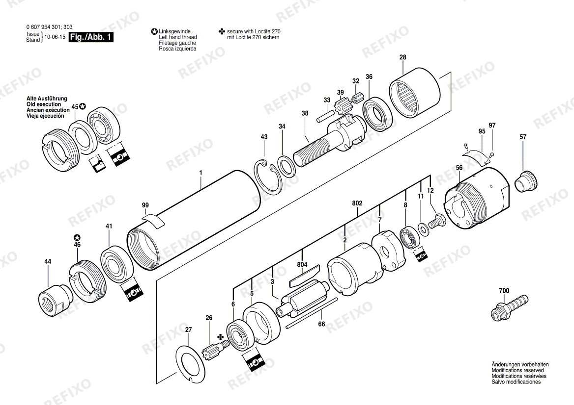 Деталировка Bosch Einbaumotor 120 WATT-SERIE (0 607 954 303) — схема запчастей в разборе