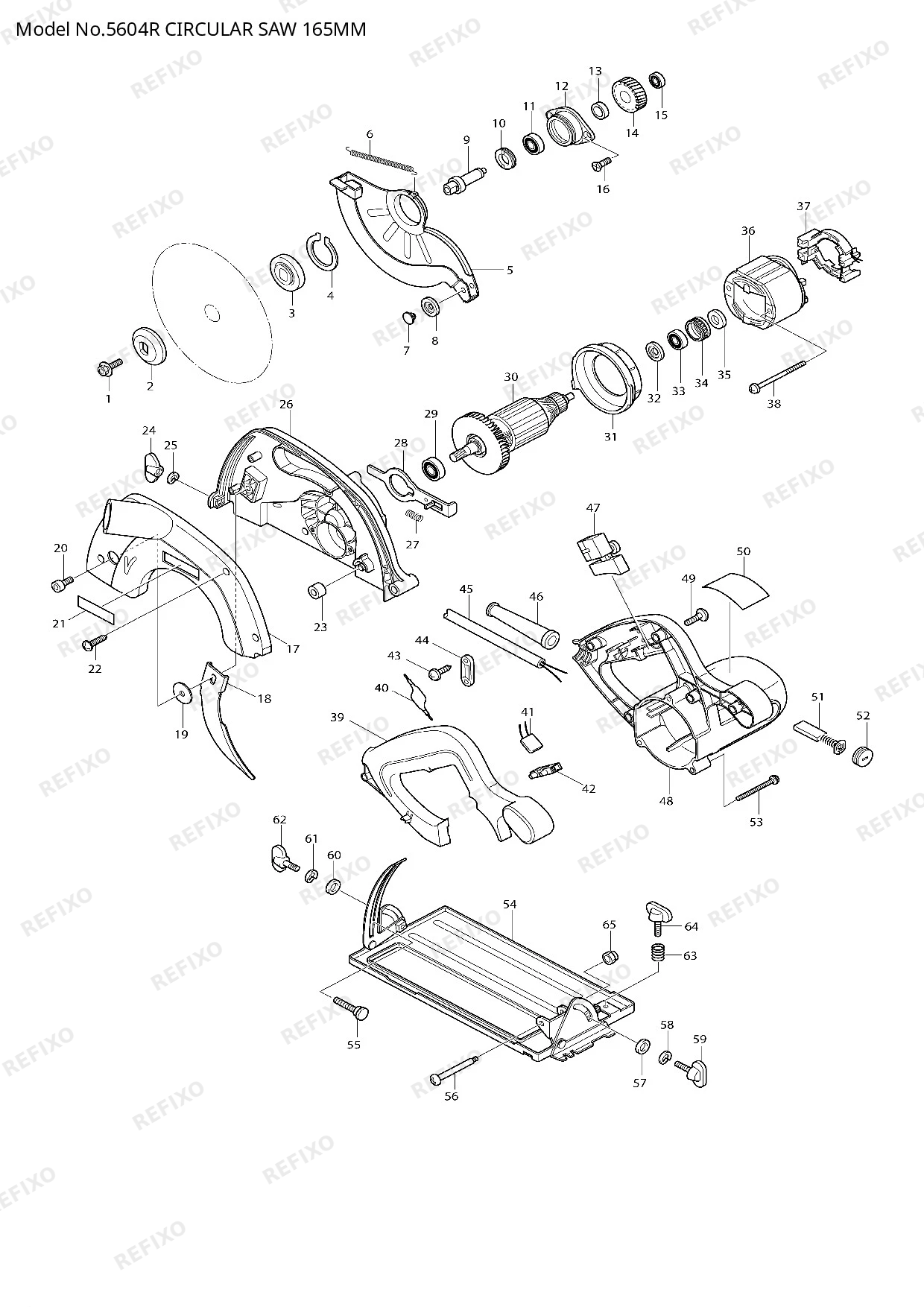 Деталировка MAKITA 5604R — схема запчастей в разборе