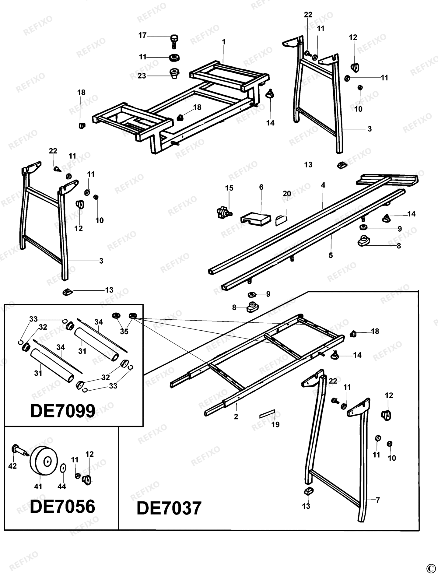 Деталировка DeWalt DE7049-XJ TYPE 4 AUSZIEHTISCH DE7049-XJ DE7049 — схема запчастей в разборе