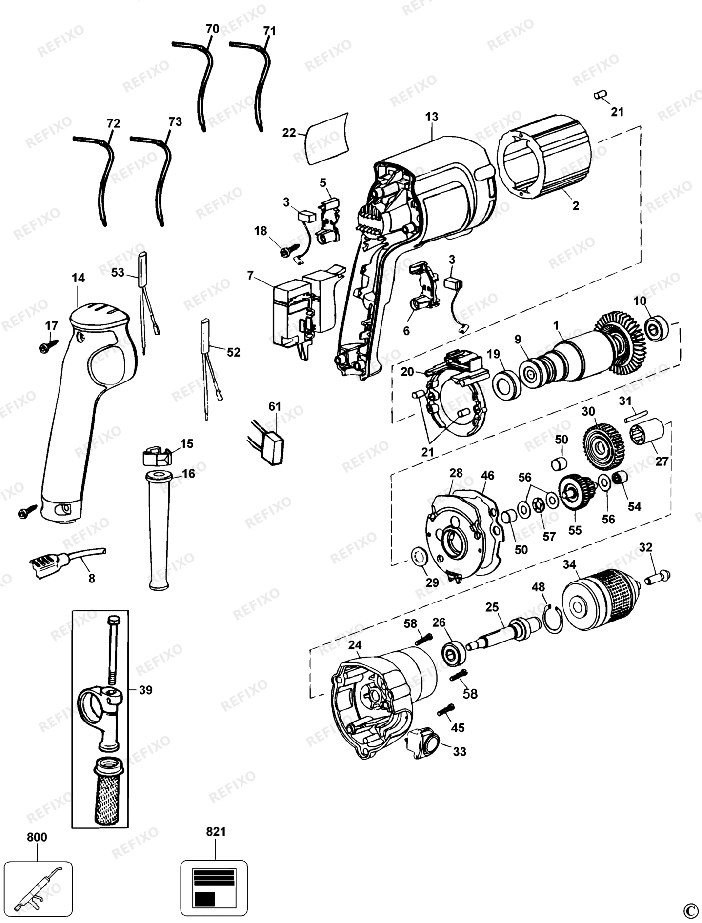 Деталировка DeWalt DW226-QS TYPE 4 BOHRER DW226-QS DW226 — схема запчастей в разборе