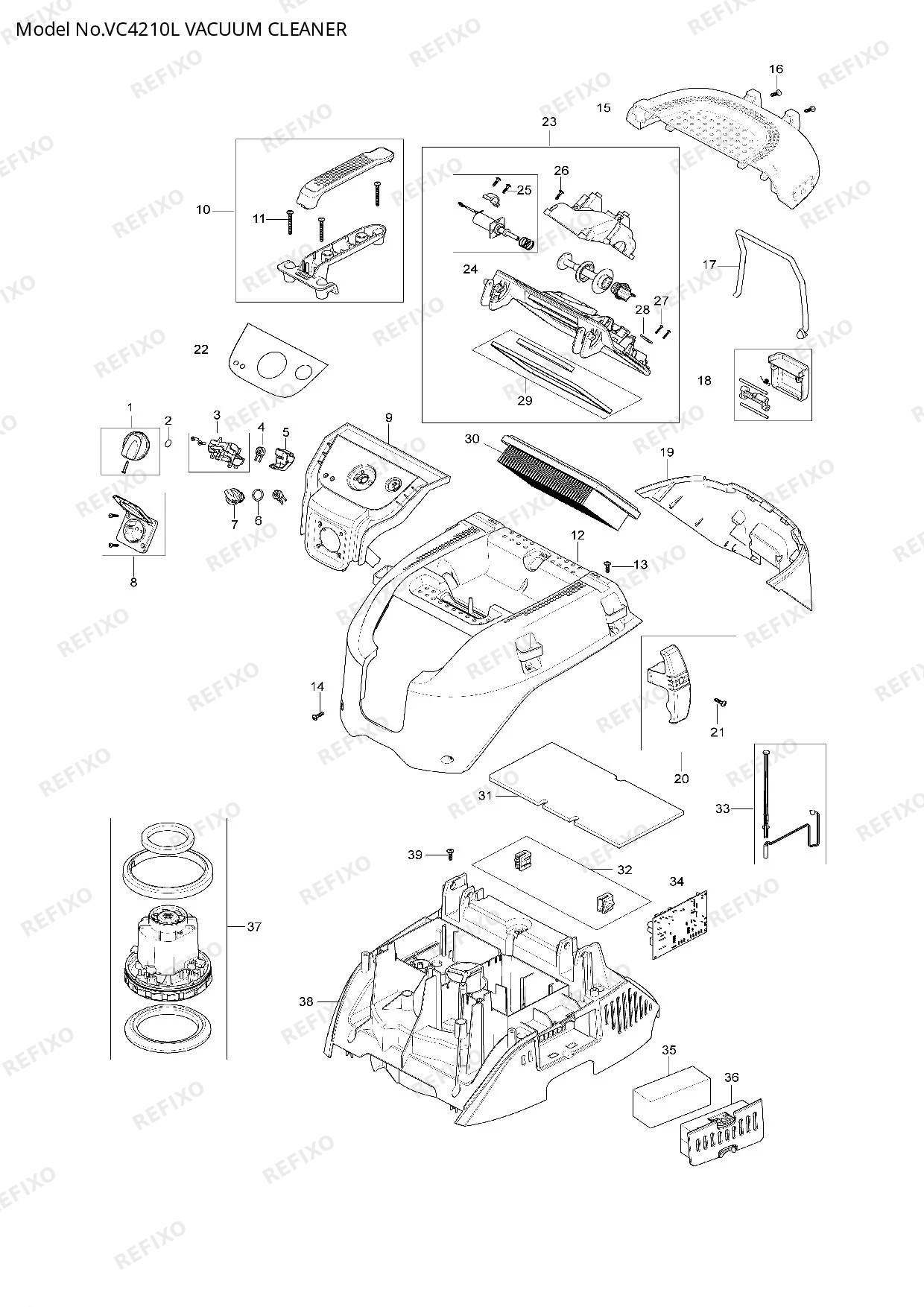 Деталировка MAKITA VC4210L — схема запчастей в разборе