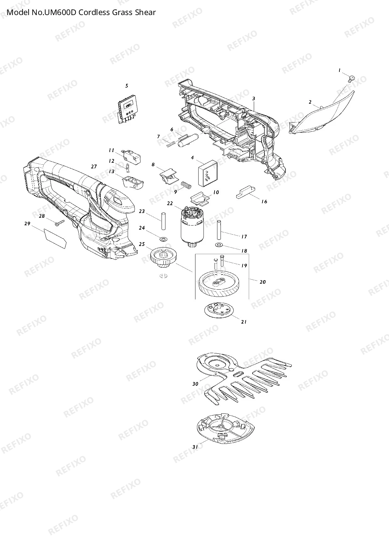 Деталировка MAKITA UM600D — схема запчастей в разборе