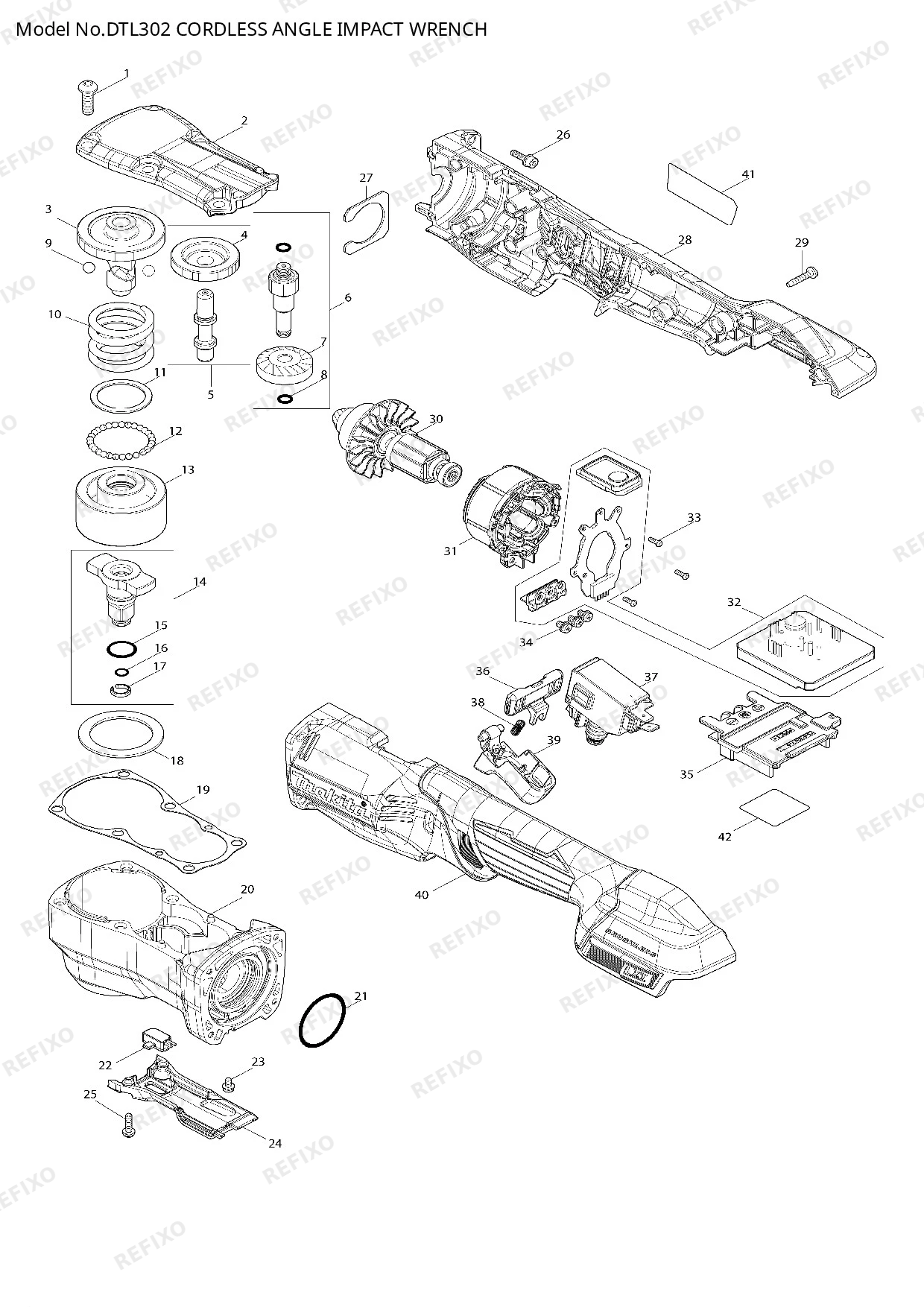 Деталировка MAKITA DTL302 — схема запчастей в разборе