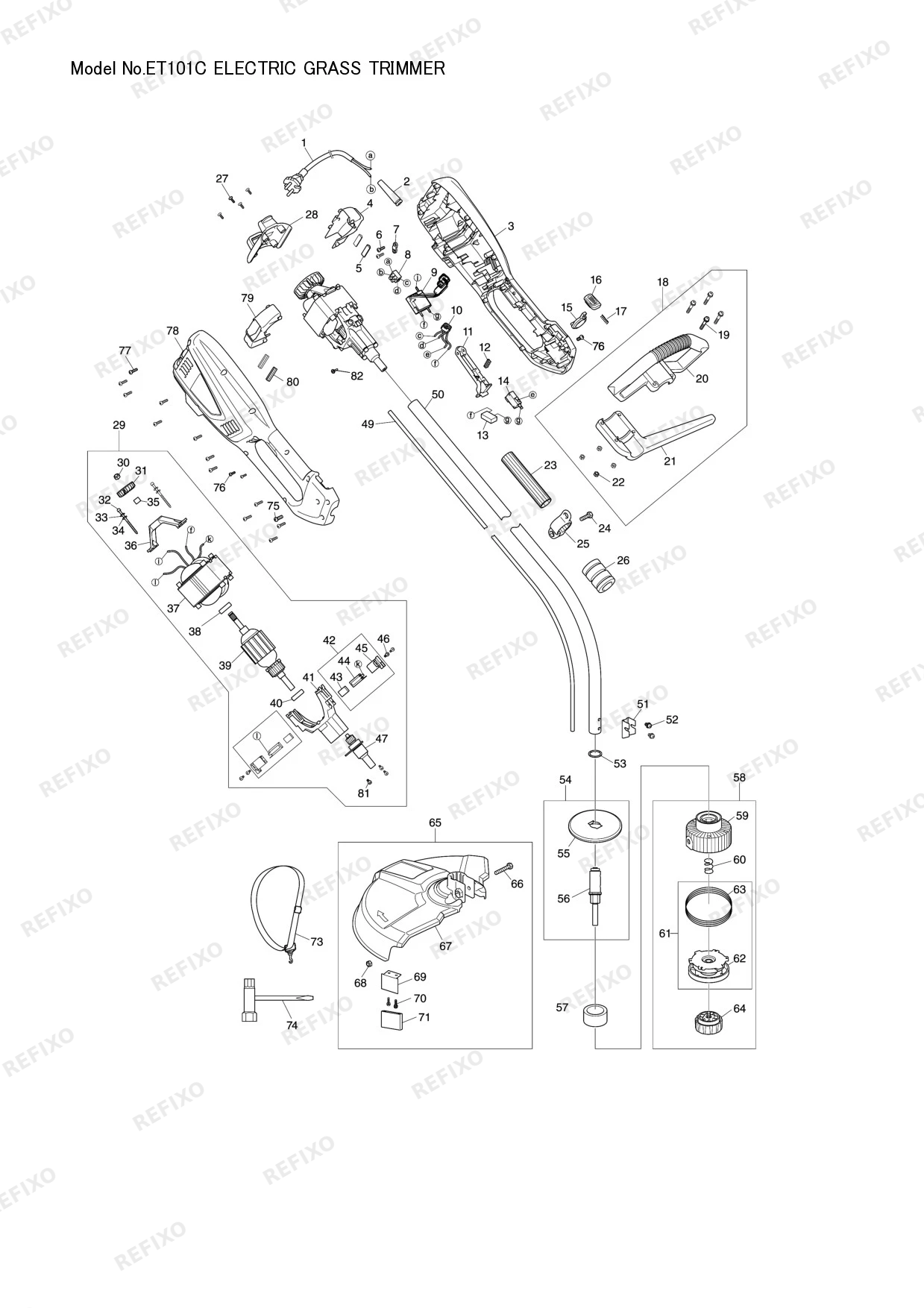 Деталировка MAKITA ET 101C — схема запчастей в разборе