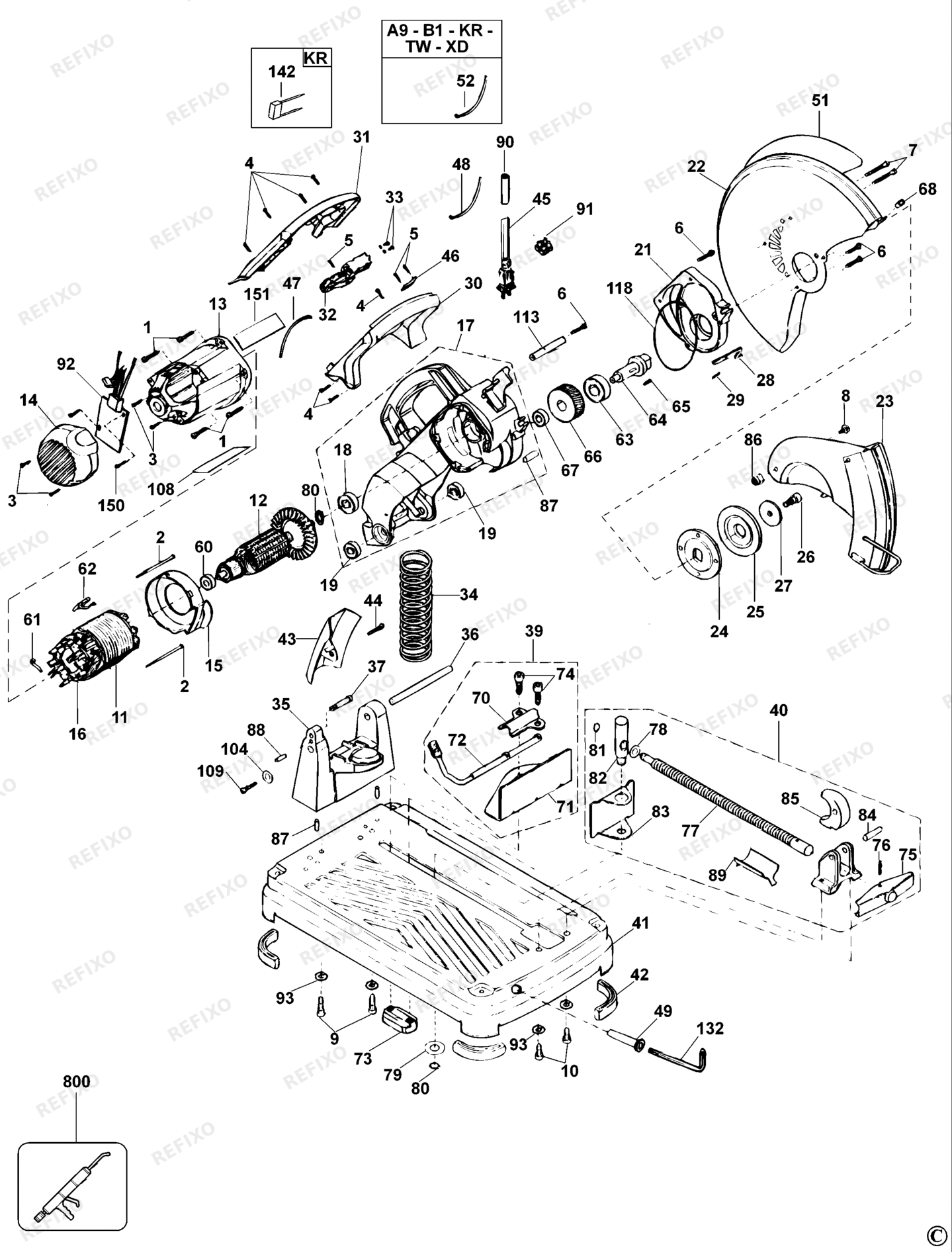 Деталировка DeWalt DW871-QS TYPE 2 SCHROTSÄGE DW871-QS DW871 — схема запчастей в разборе