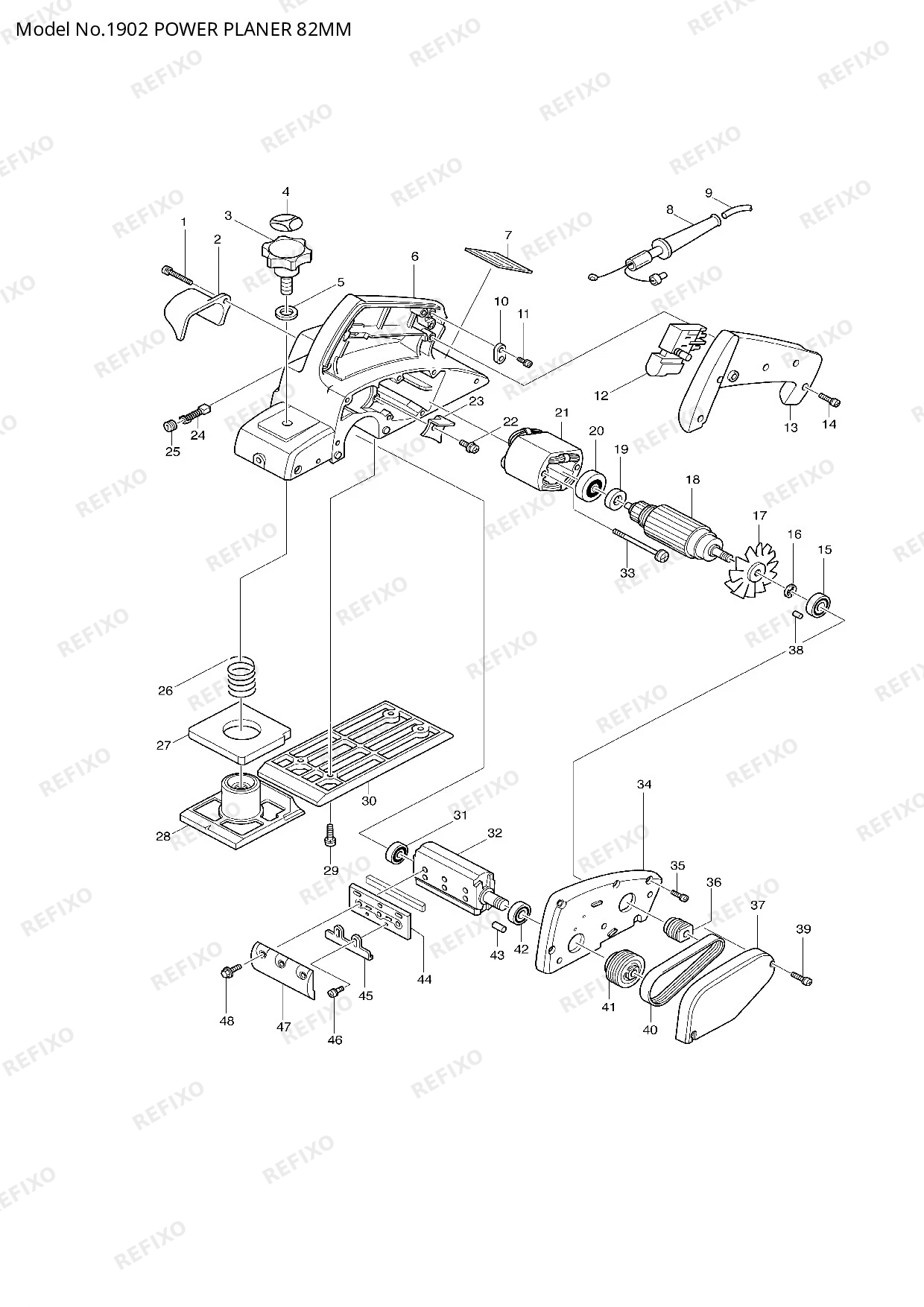 Деталировка MAKITA 1902 — схема запчастей в разборе