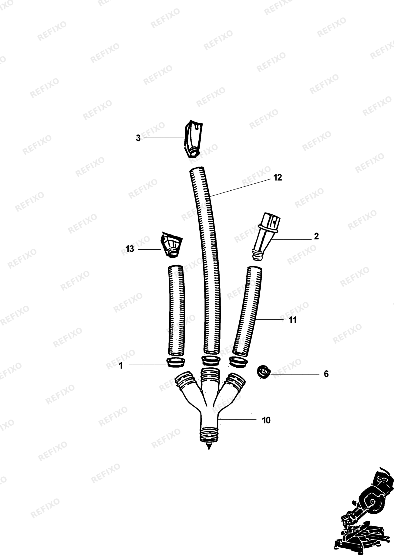 Деталировка DeWalt DE7778-XJ TYPE 1 STAUBABSAUGERSATZ DE7778-XJ DE7778 — схема запчастей в разборе