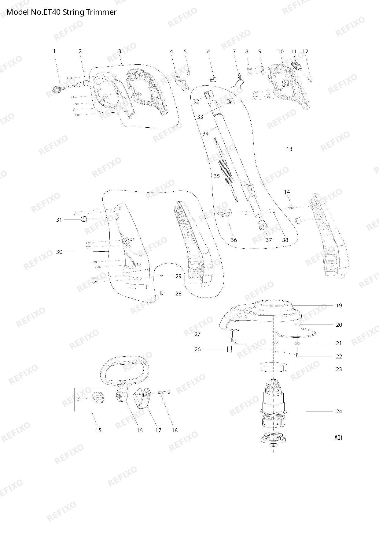 Деталировка MAKITA ET40 — схема запчастей в разборе