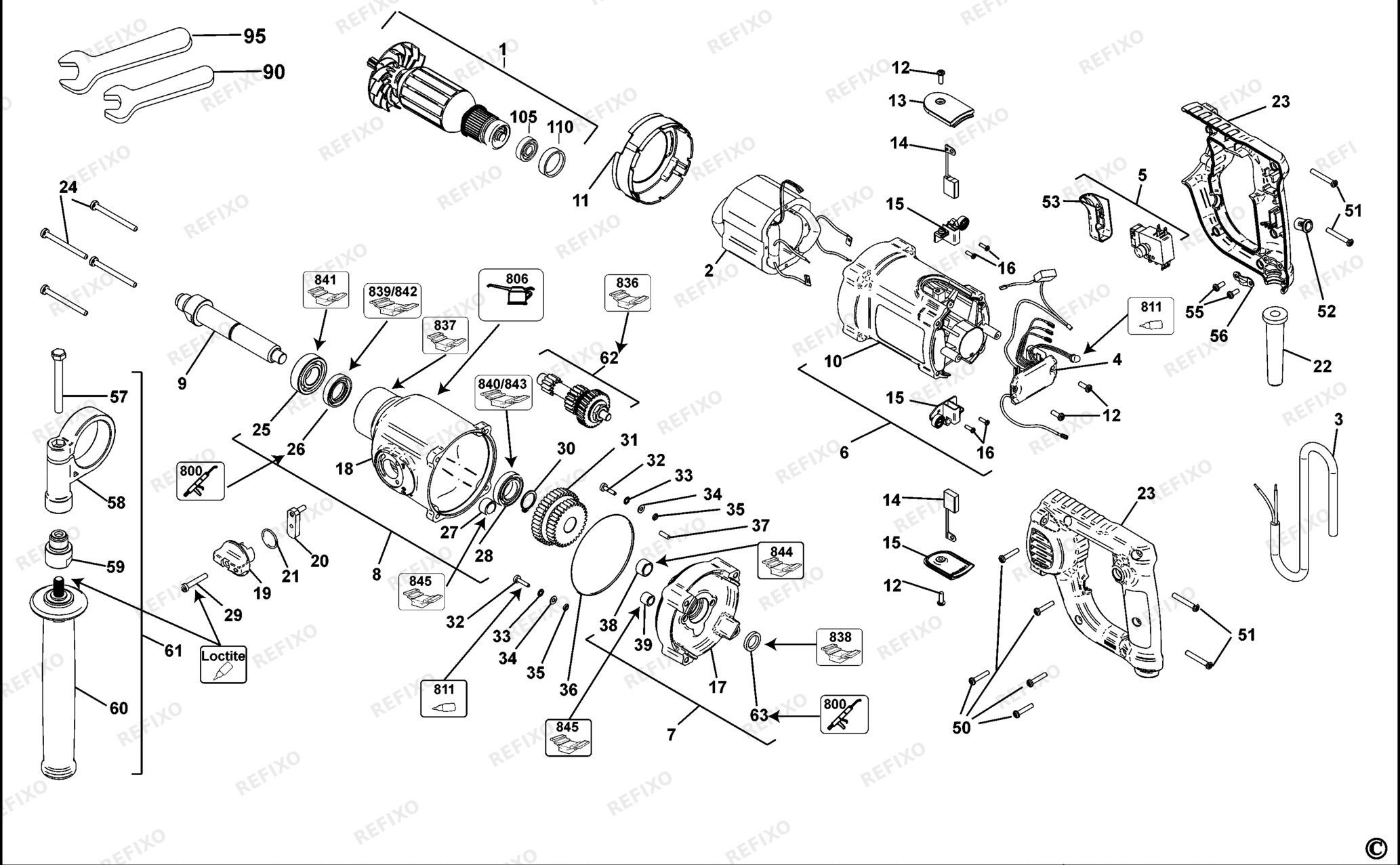 Деталировка DeWalt D21580K-DE TYPE 1 DIAMANT-BOHRER D21580K-DE D21580K — схема запчастей в разборе