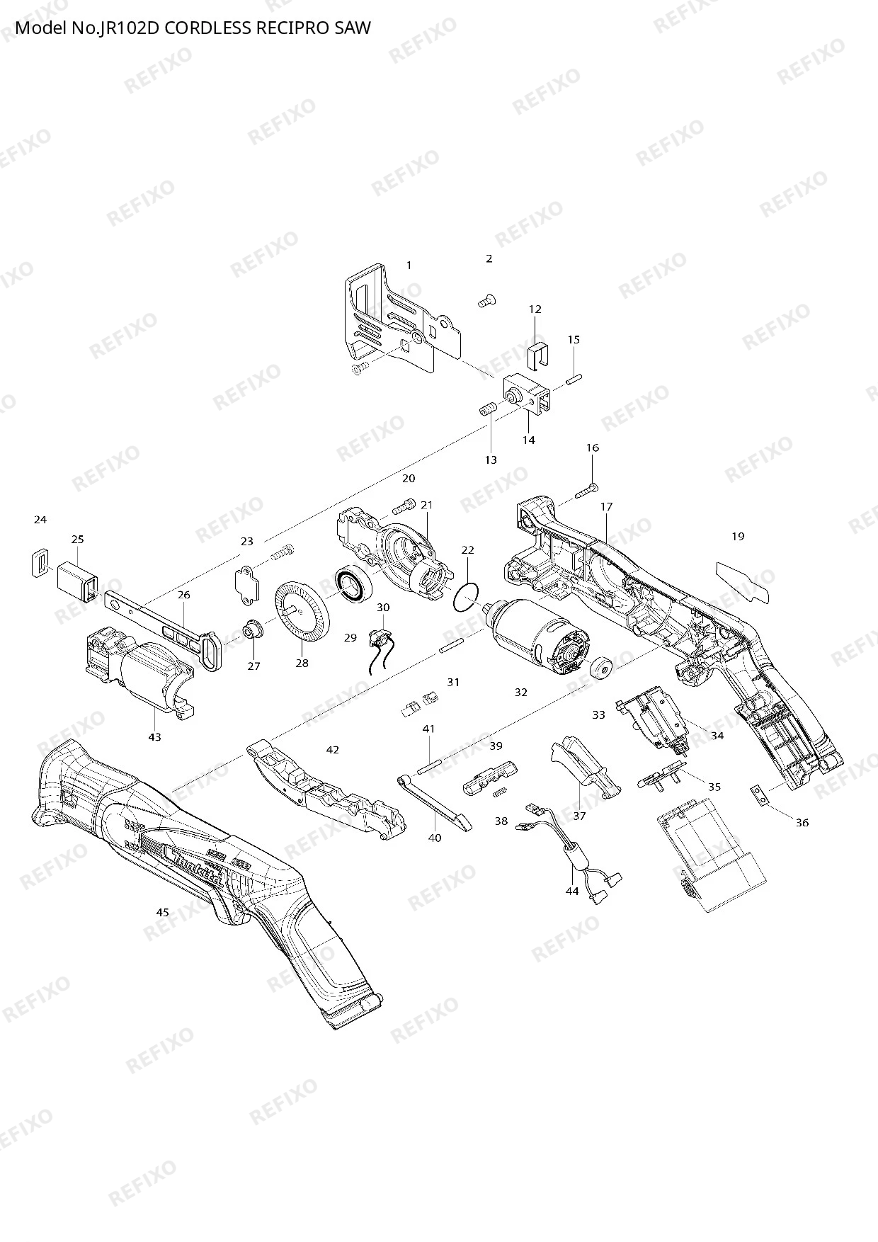 Деталировка MAKITA JR102D — схема запчастей в разборе