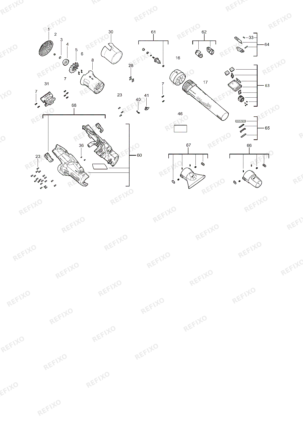 Деталировка MILWAUKEE M18F2BL 0 4933479987 4000491560 — схема запчастей в разборе