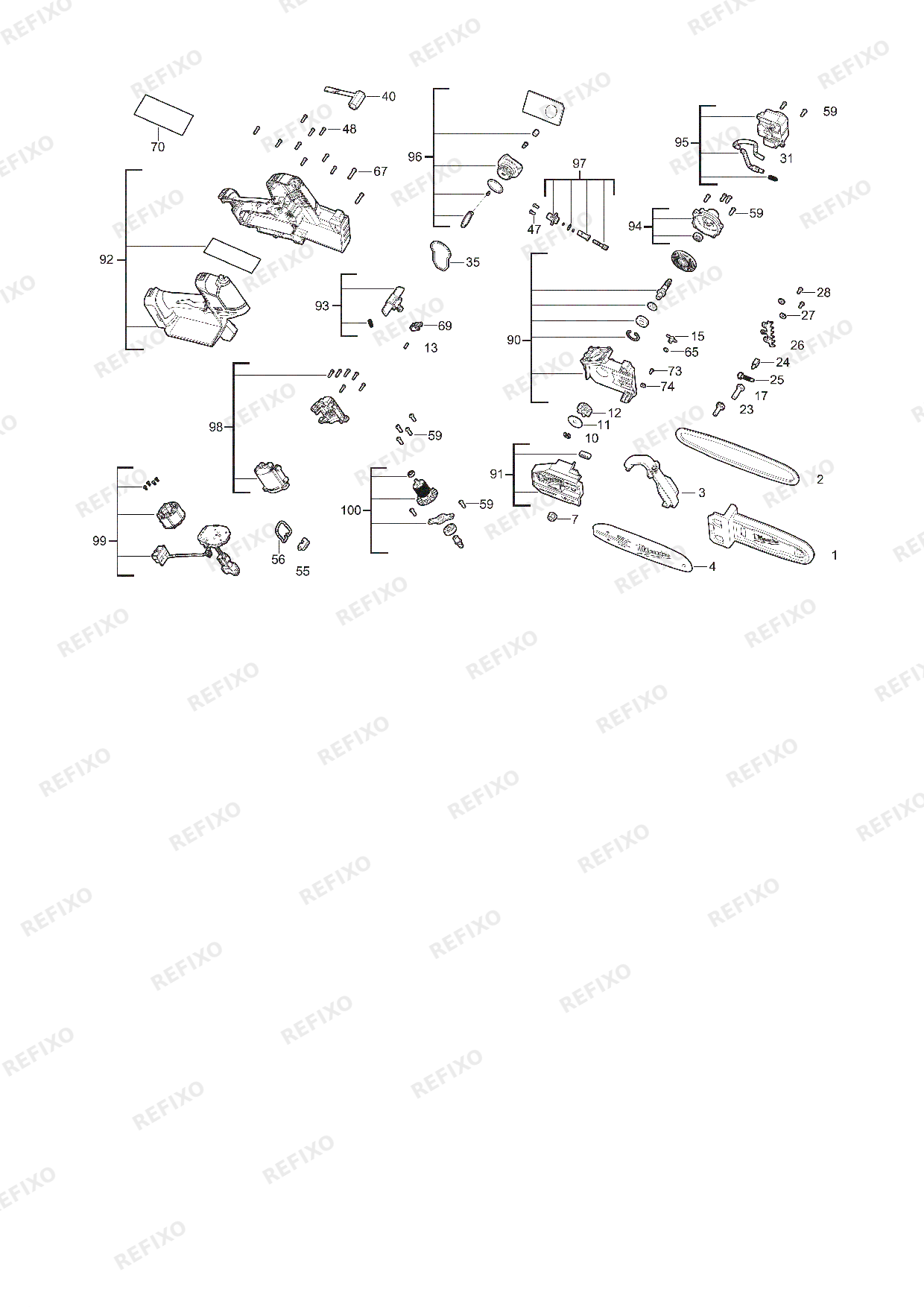 Деталировка MILWAUKEE M18FHS20 0 4933480117 4000491660 — схема запчастей в разборе