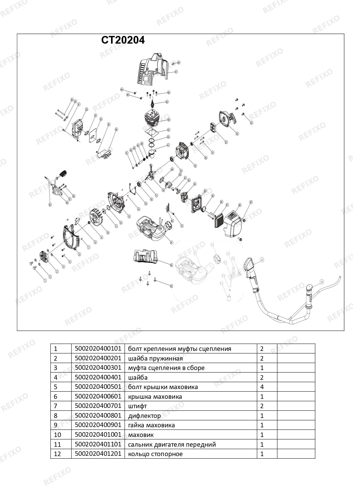 Деталировка CROWN CT20204 — схема запчастей в разборе