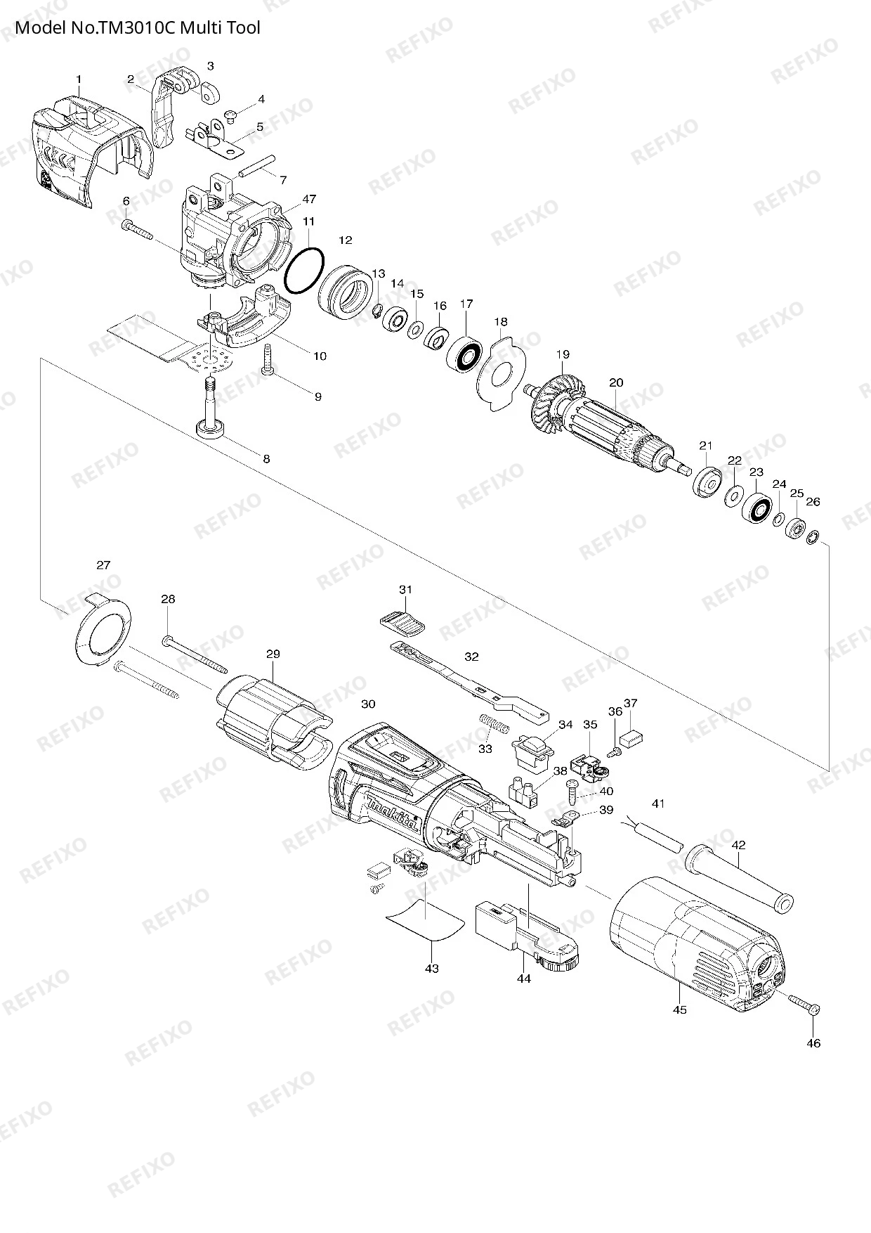 Деталировка MAKITA TM3010C — схема запчастей в разборе