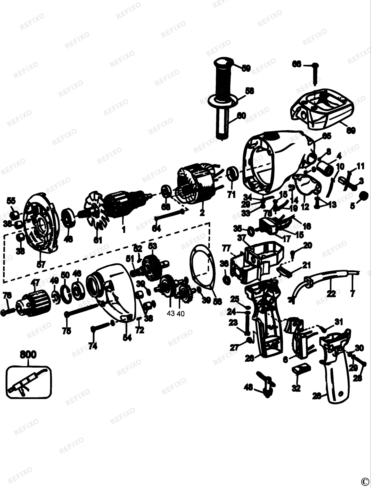 Деталировка DeWalt DW131-XJ TYPE 1 BOHRER DW131-XJ DW131 — схема запчастей в разборе