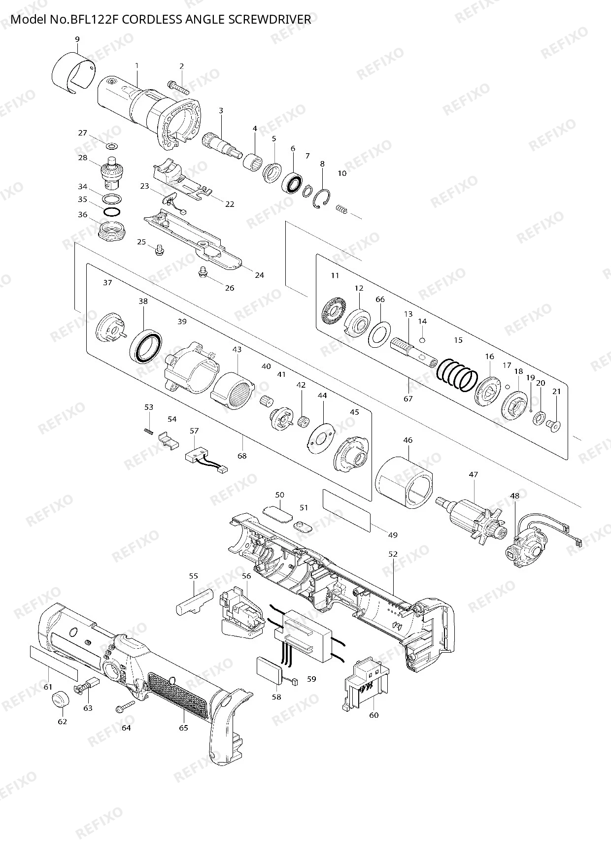 Деталировка MAKITA BFL122F — схема запчастей в разборе