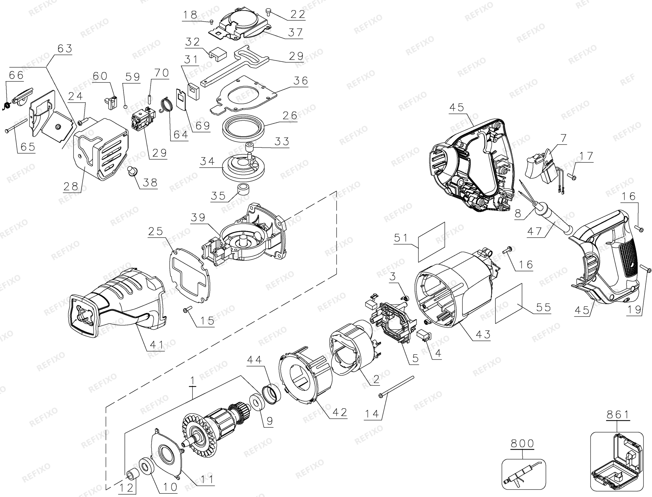 Деталировка DeWalt BTIRS1050E-QS TYPE 3 BTI DW304PK BTIRS1050E-QS BTIRS1050E — схема запчастей в разборе