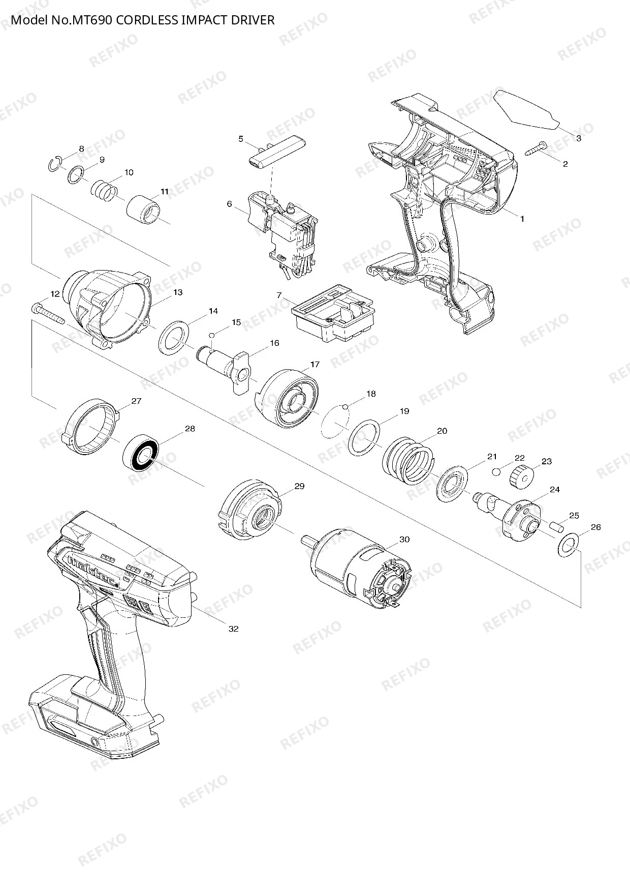 Деталировка MAKITA MT690 — схема запчастей в разборе