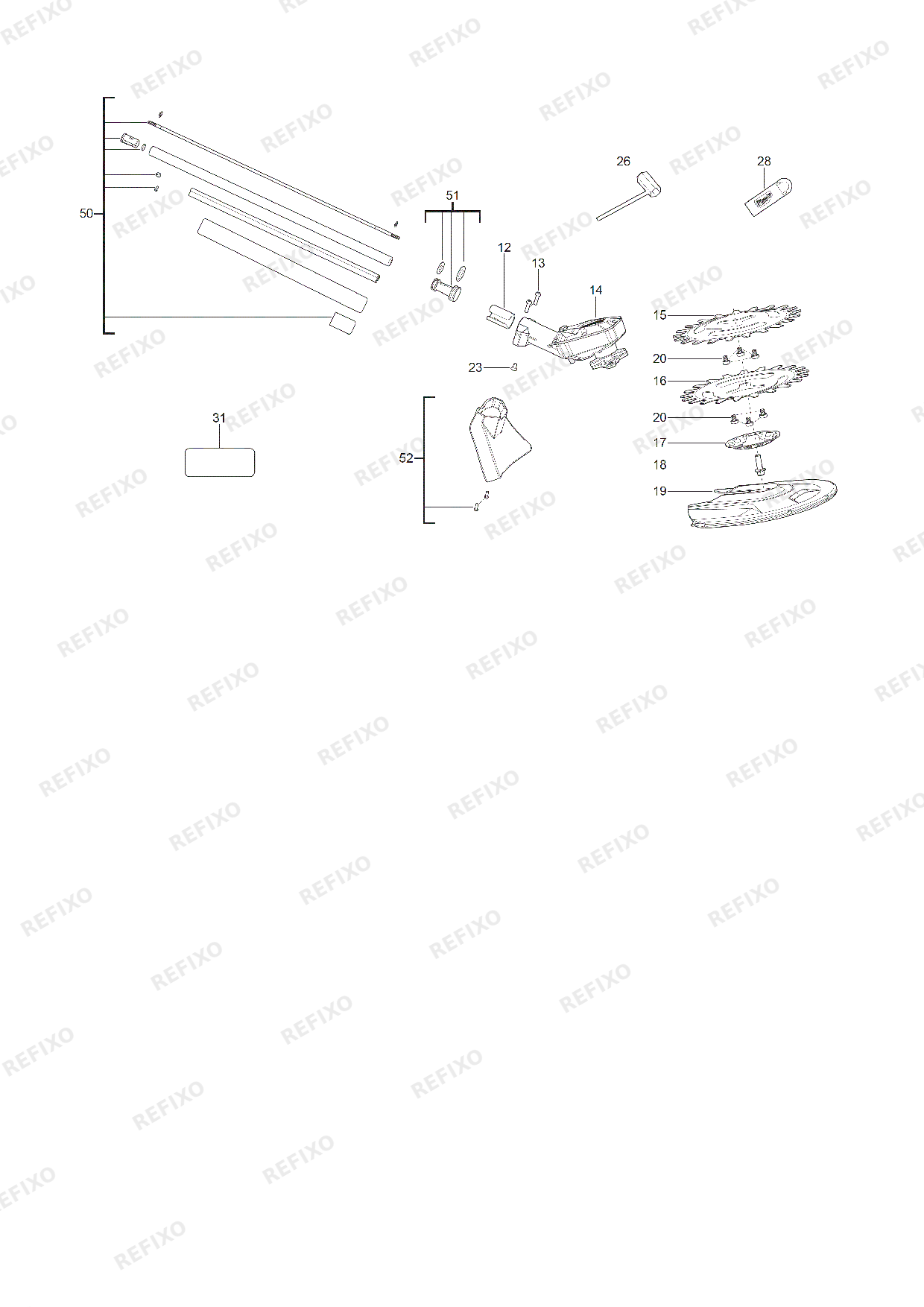 Деталировка MILWAUKEE M18FOPH RA 4932492669 4000503142 — схема запчастей в разборе
