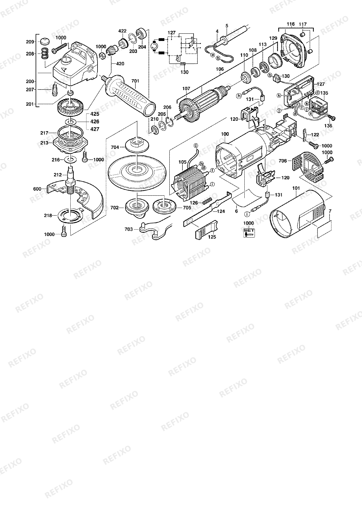 Деталировка MILWAUKEE AGS15 125C 4933391515 4000391516 — схема запчастей в разборе