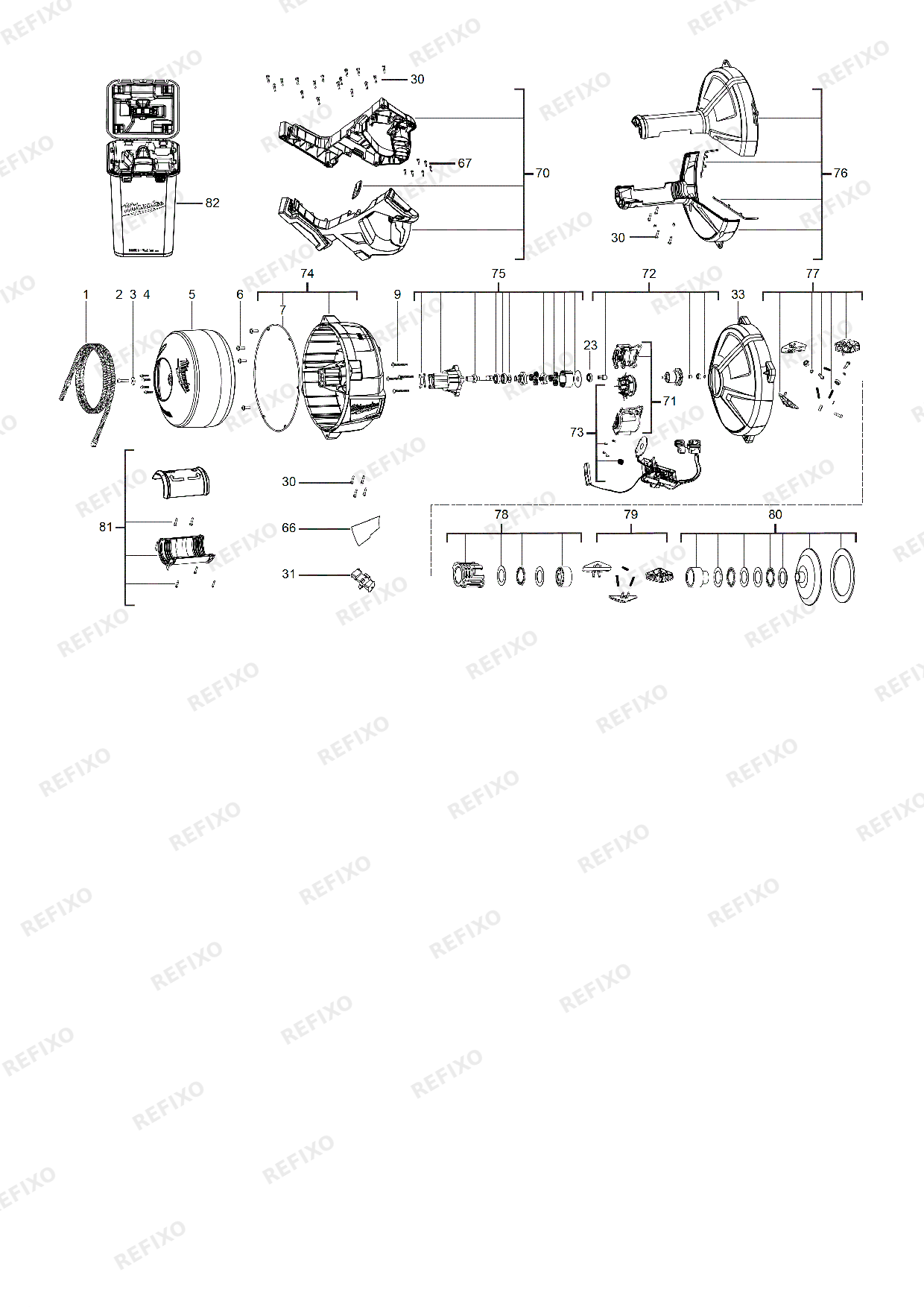 Деталировка MILWAUKEE M18FDCPF10 0C 4933459684 4000474338 — схема запчастей в разборе