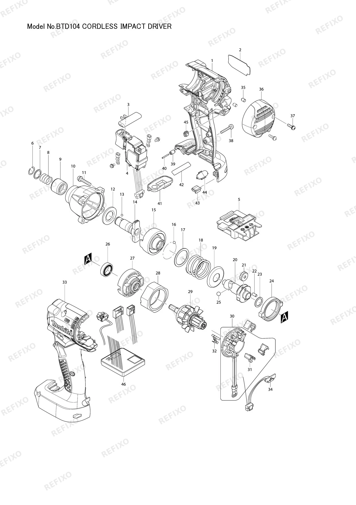 Деталировка MAKITA BTD104 — схема запчастей в разборе