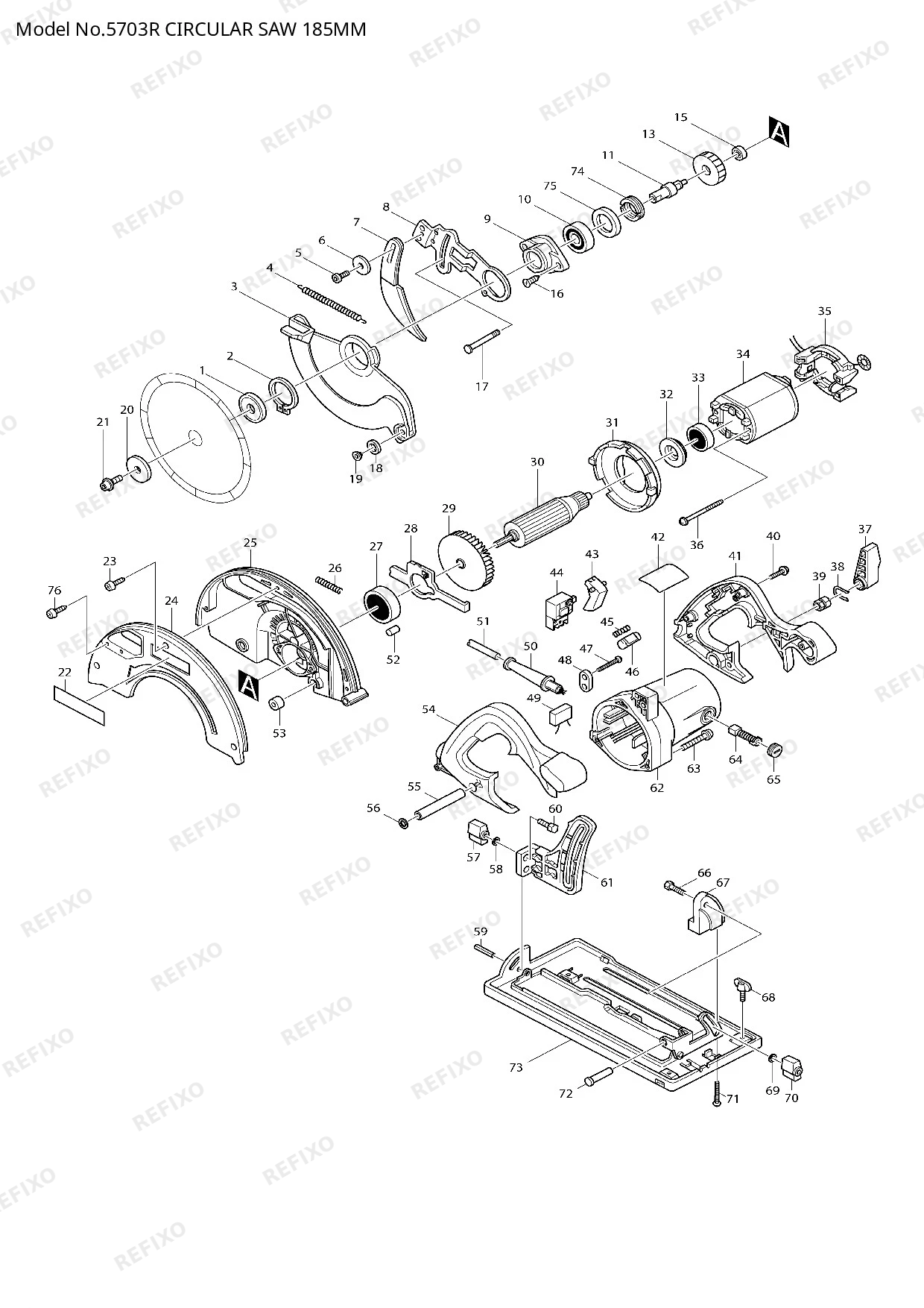 Деталировка MAKITA 5703R — схема запчастей в разборе