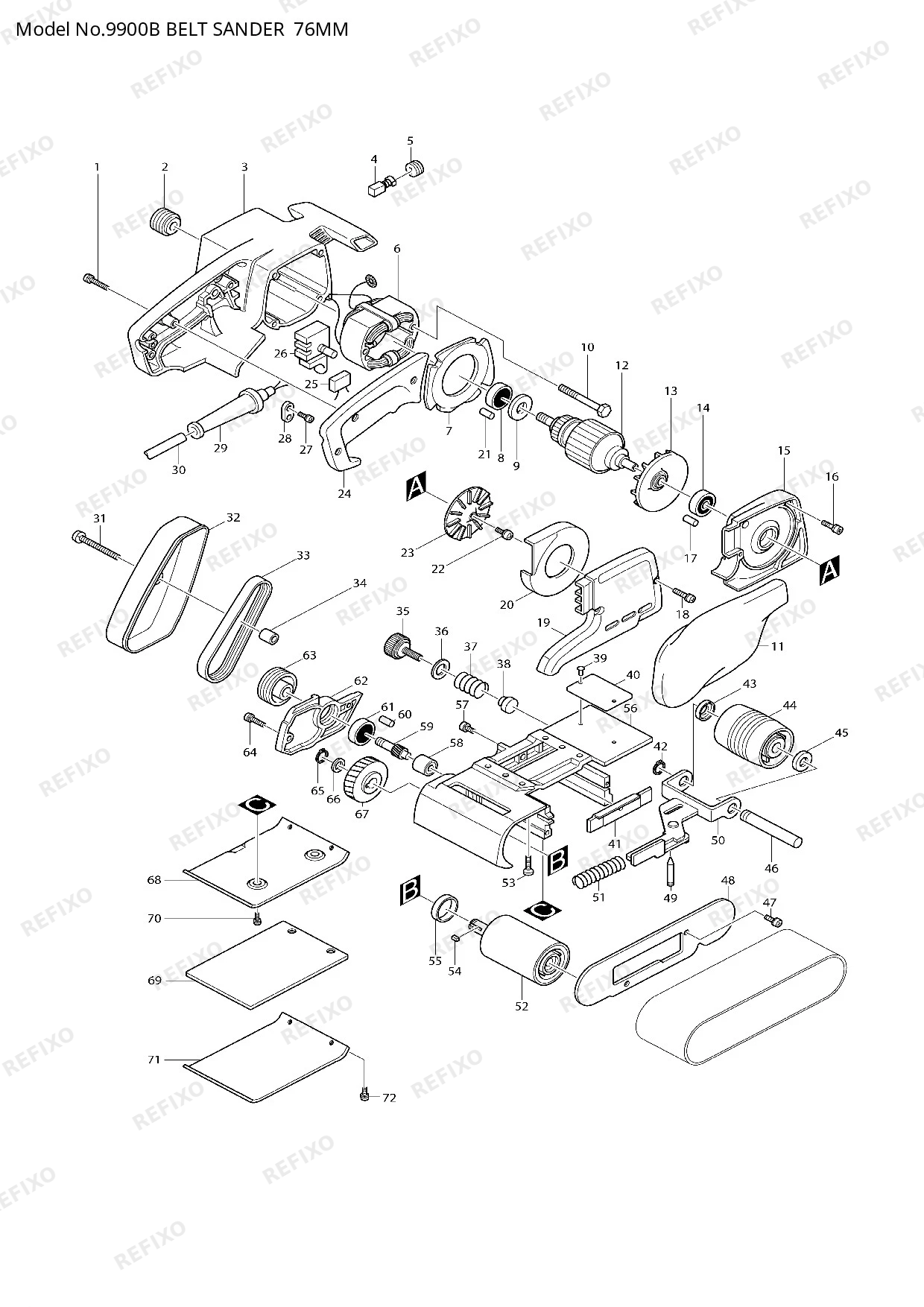 Деталировка MAKITA 9900B — схема запчастей в разборе