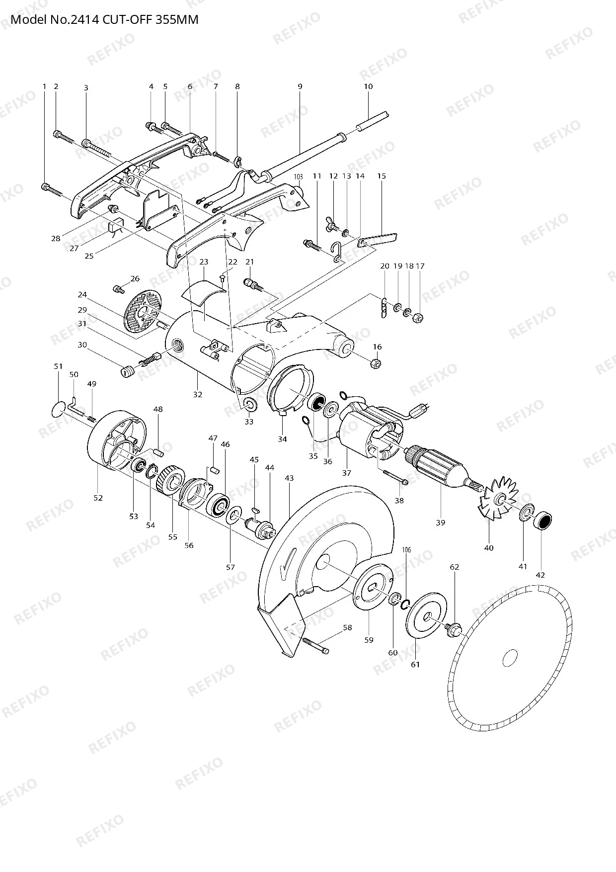 Деталировка MAKITA 2414 — схема запчастей в разборе