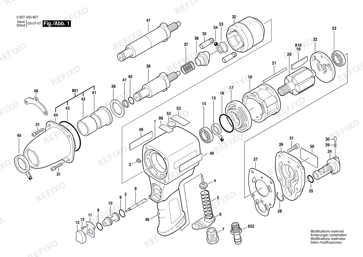 Деталировка Bosch Schlagschrauber DDS 3/4" Y-8355 (0 607 450 607) — схема запчастей в разборе